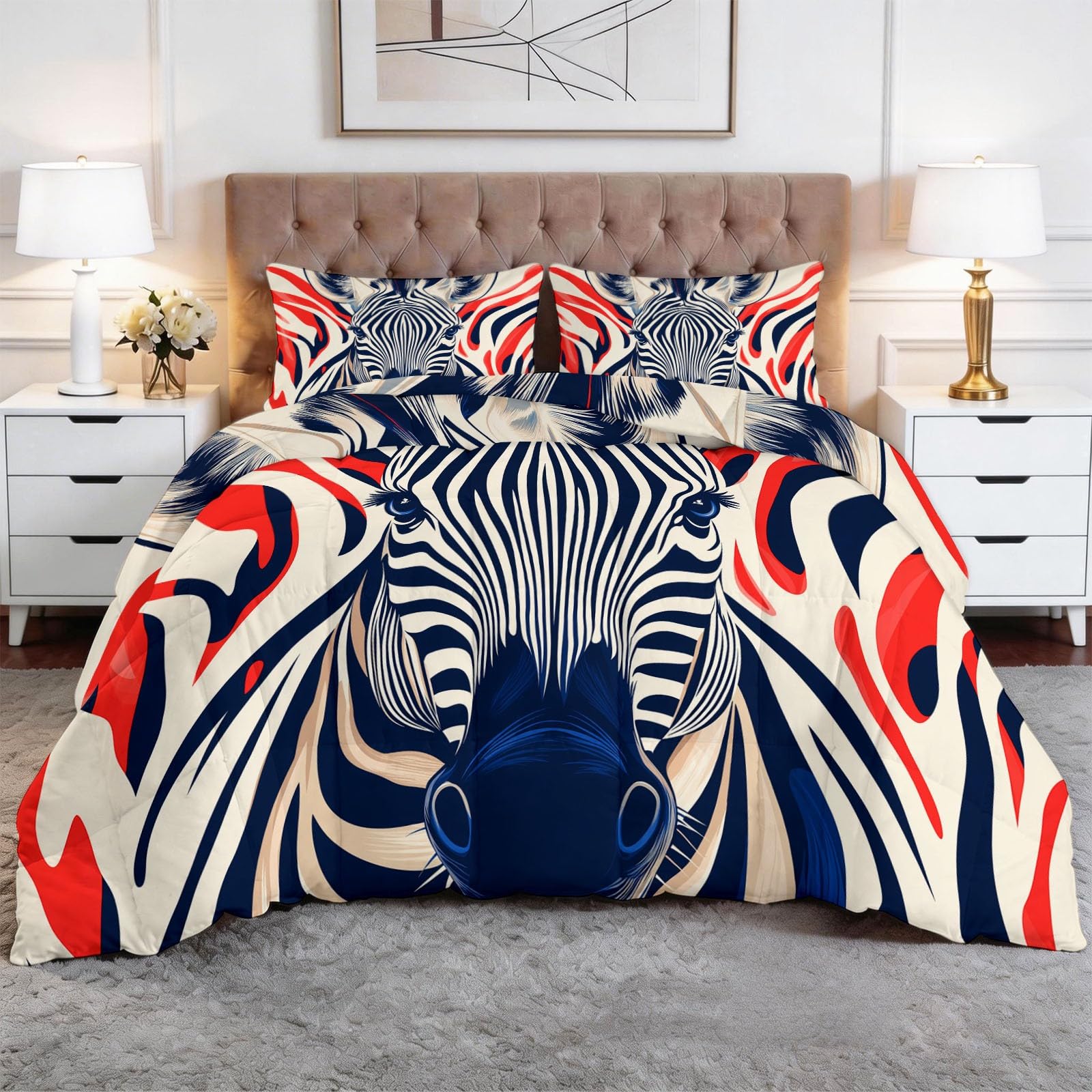 Couette sans housse pour chambre enfant et ado lit zèbre blanc 140x200 cm