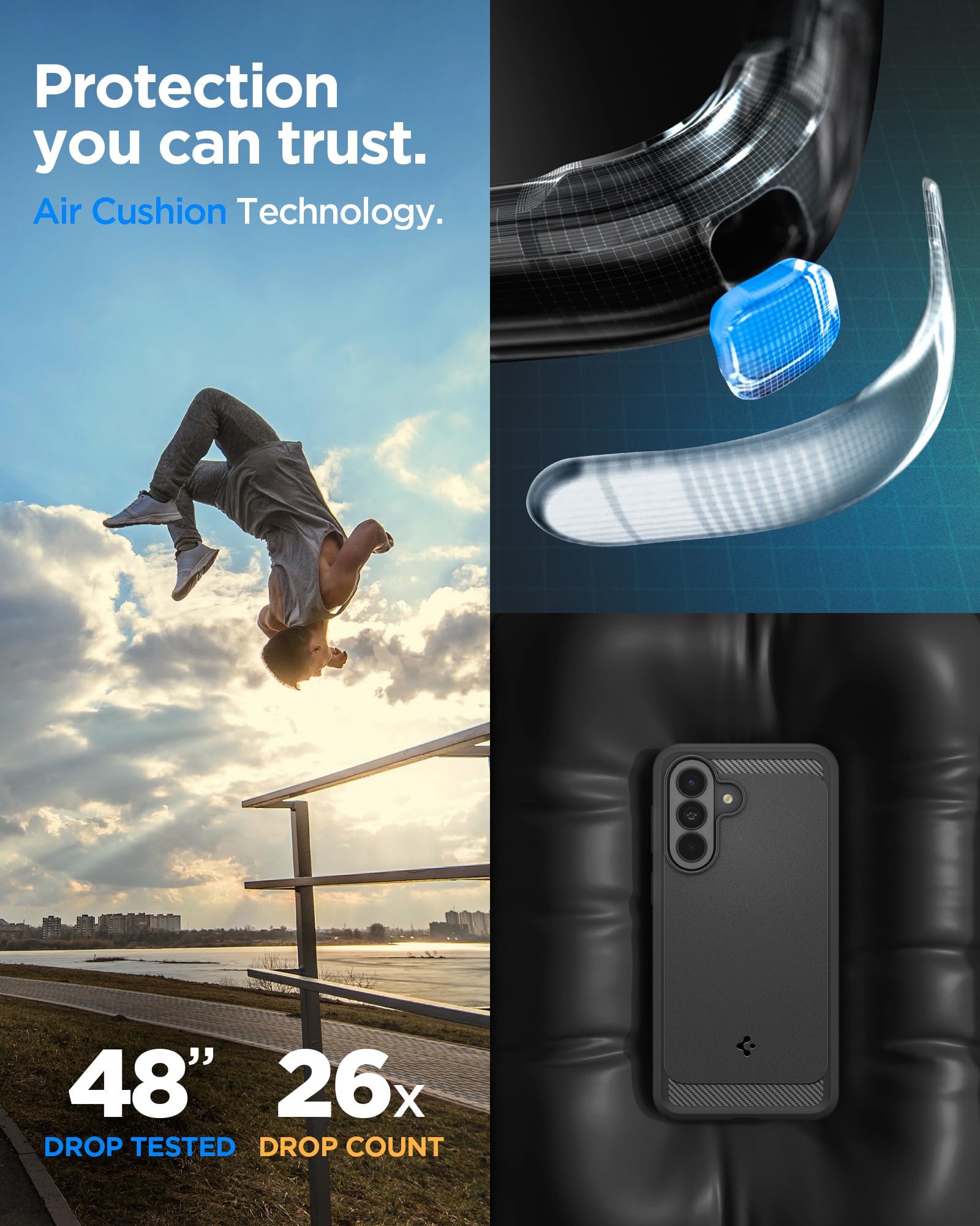 Spigen Rugged Armor | Samsung Galaxy A37 5G Case [Air Cushion Protection] [Flexible] Galaxy A37 5G Back Cover | TPU - Matte Black — Amazon image 3