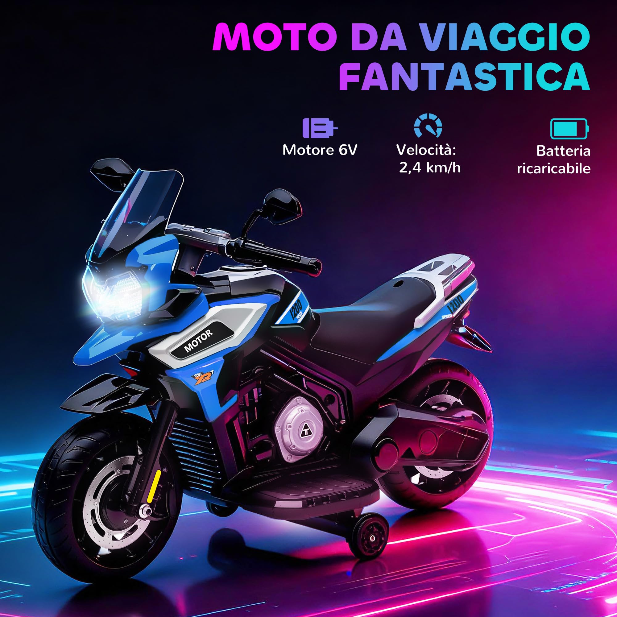 AIYAPLAY Motocicleta Eléctrica Para Niños De 18 A 36 Meses – Velocidad 2.4 Km/h Con Arranque Suave, Ruedas Desmontables, Faros, Música Y Autonomía De 60 Minutos