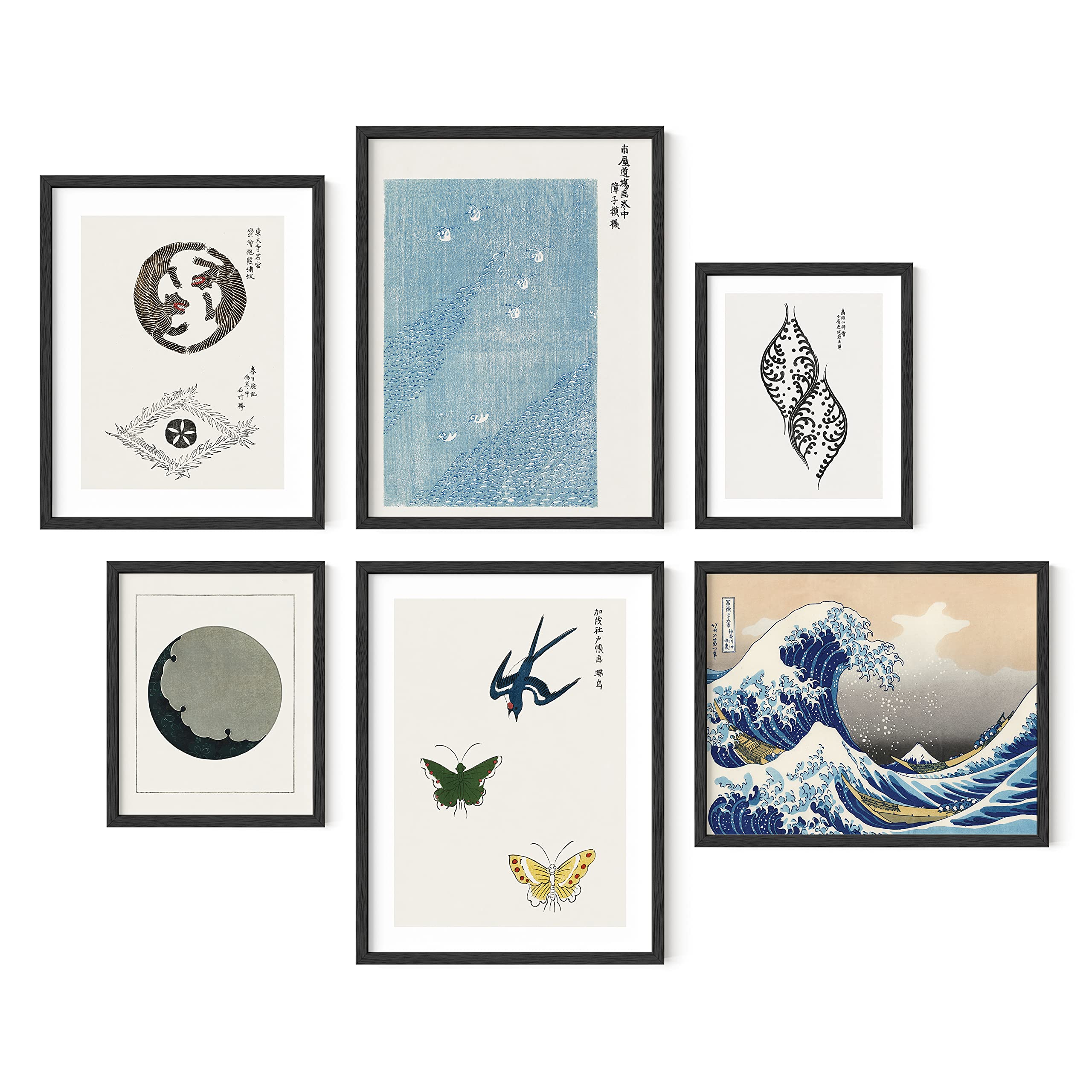 HAUS AND HUES Traditional Japanese Art Prints - Japanese Wall Art, The Great Wave Off Kanagawa Famous Art Prints Asian Posters, Tiger Posters, Wave Prints Wall Art, Japan Poster (Unframed)