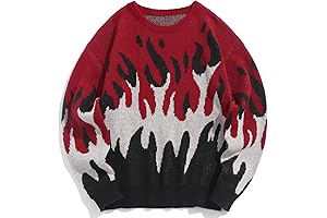 Y2K Aesthetic Flame Graphic Crewneck Sweaters