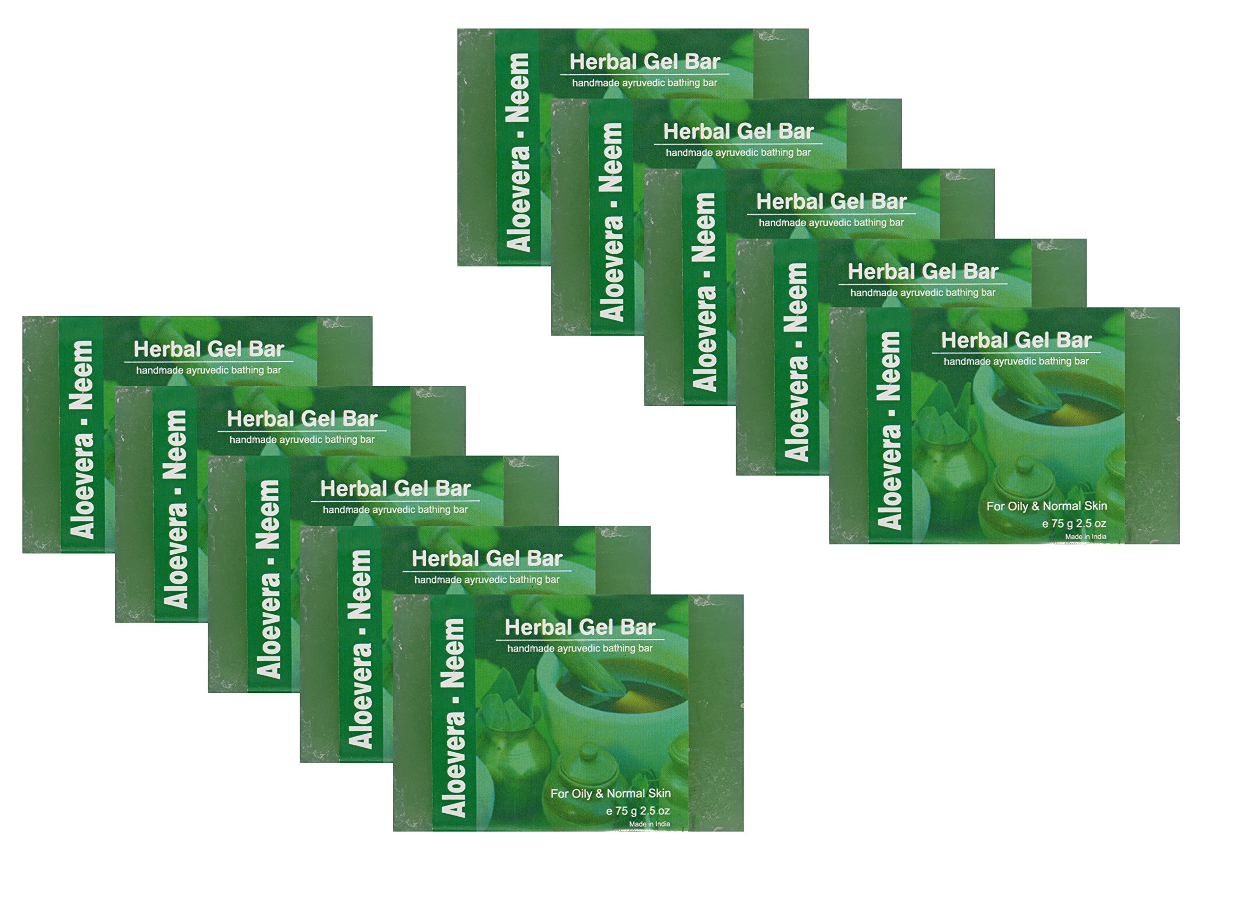 Jain Ayurvedic Herbal Soap - 75 G (Pack Of 10, Aloe Vera Neem)