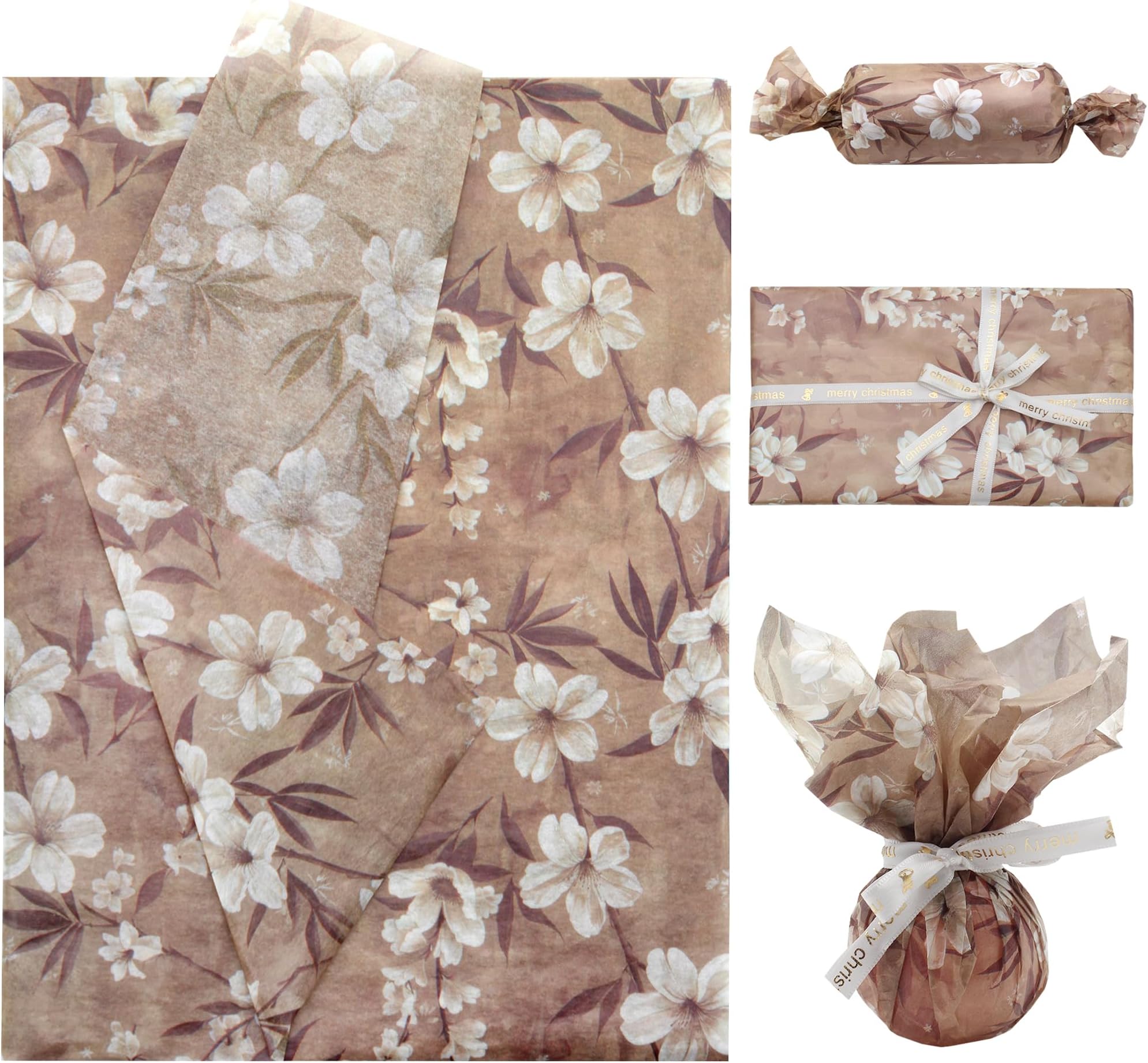 Benvo Floral Tissue Paper 20x29 Inch - 20 Sheets Decoupage Craft Paper for Gift Wrapping, Flower DIY Art Projects, Spring Wedding, Birthday & Baby Shower Decorations(Style I)