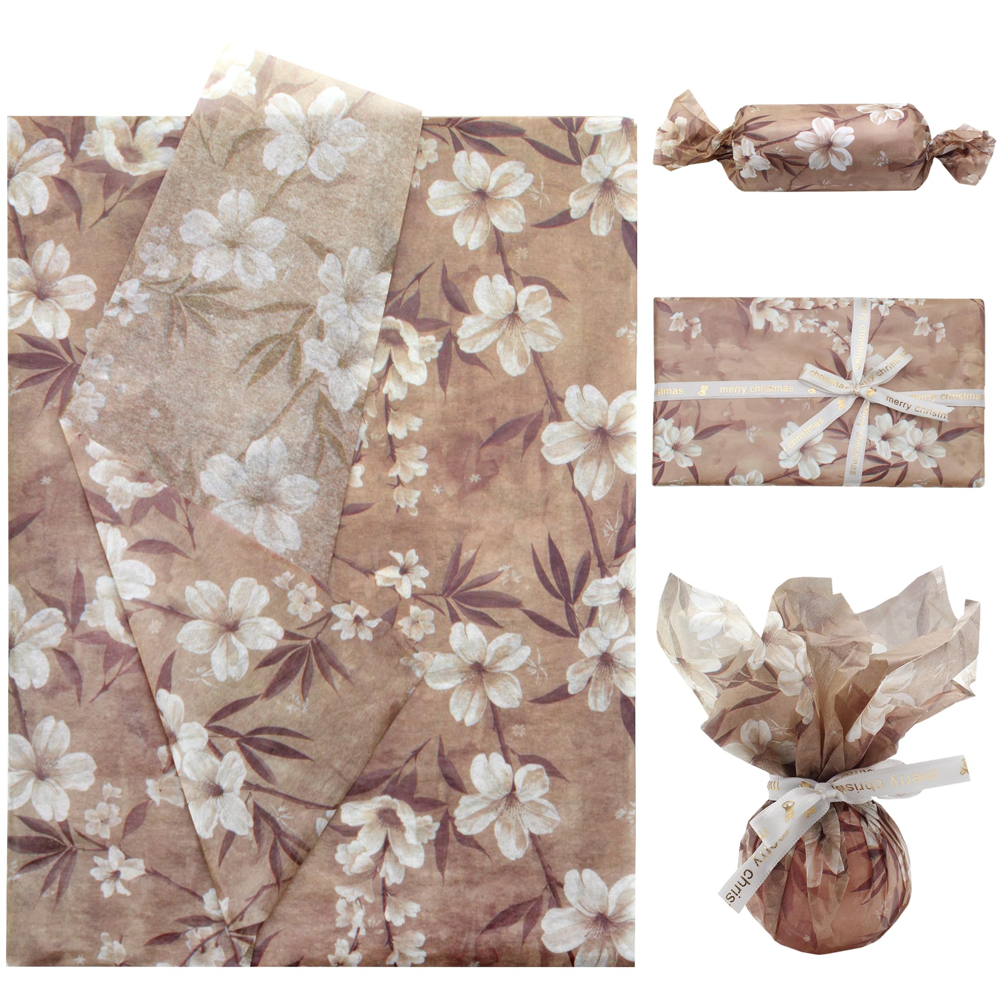 Benvo Floral Tissue Paper 20x29 Inch - 20 Sheets Decoupage Craft Paper for Gift Wrapping, Flower DIY Art Projects, Spring Wedding, Birthday & Baby Shower Decorations(Style I)