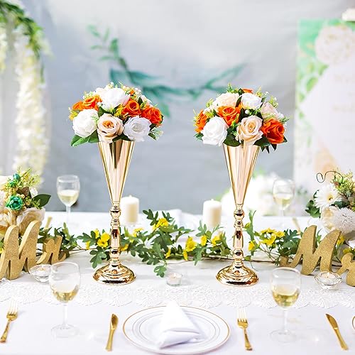 Miniatura 3 de Centros de mesa de flores para mesas de boda decoraciones de mesa de boda, bolas de flores naranjas, centros de mesa para compromiso, cerebración,