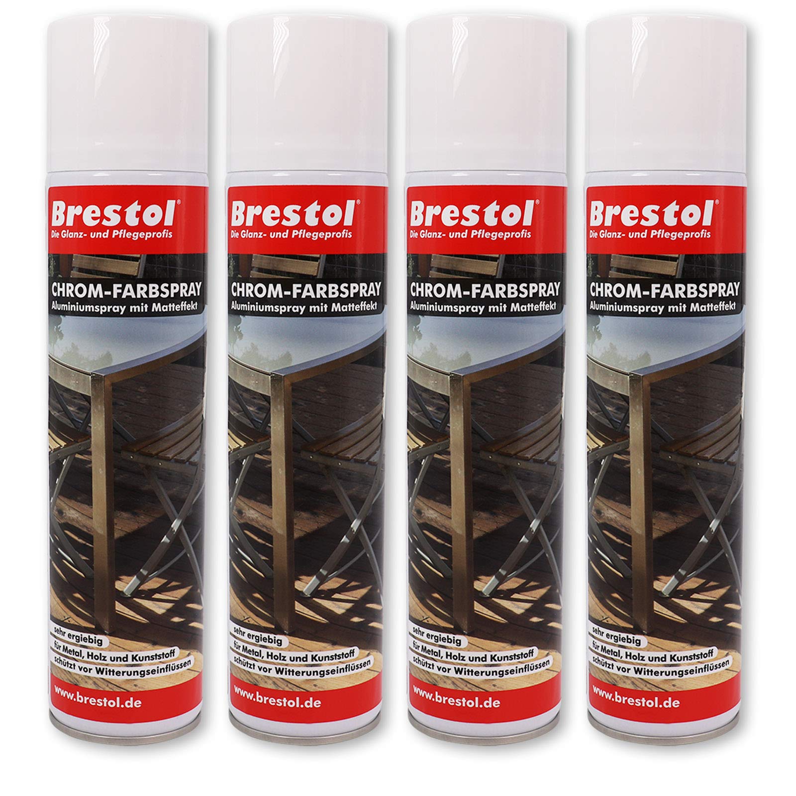 Spray de pintura cromada 4 x 400 ml (7547.4) – Spray de aluminio con efecto mate – BRESTOL