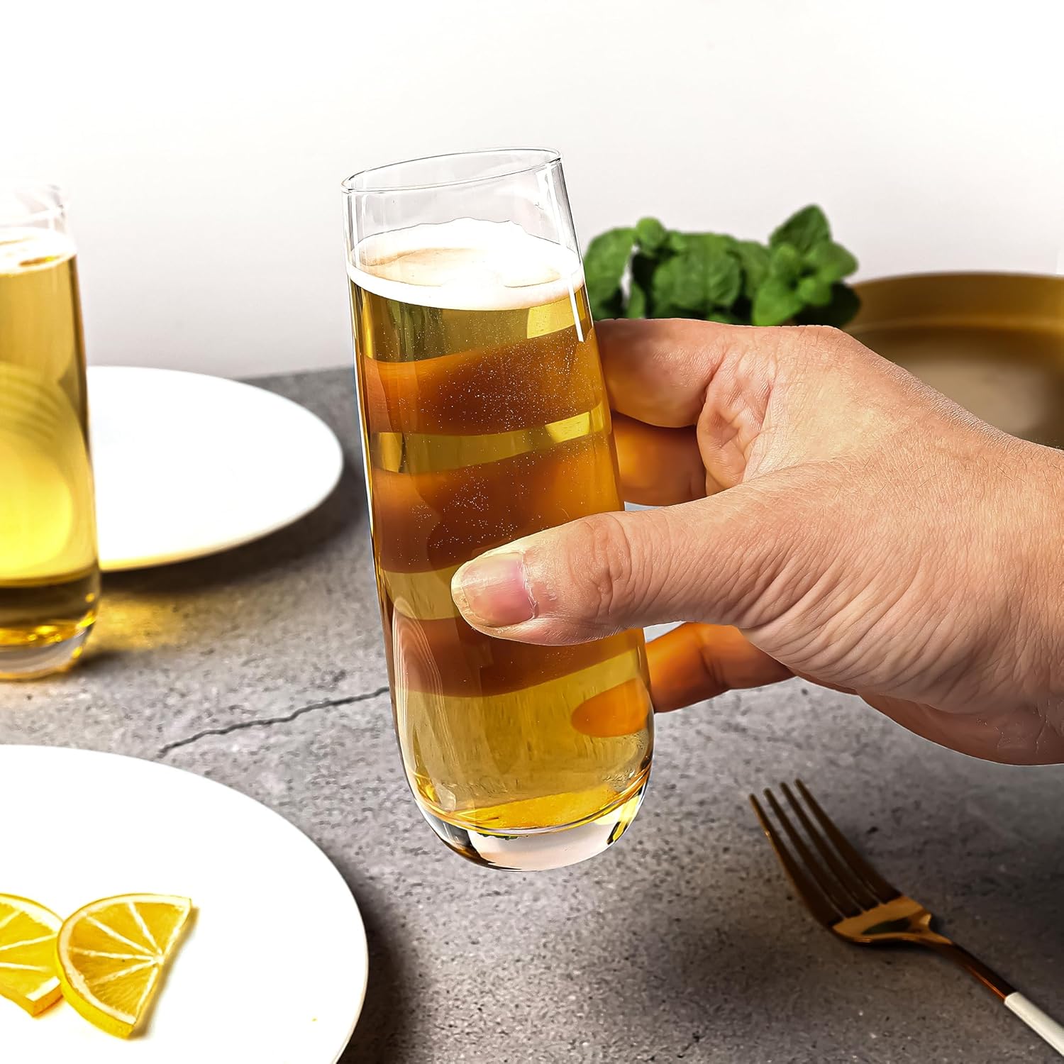 16 Pieces Stemless Champagne Flutes, 8.5 Oz Crystal Clear Sparkling Wine Glass, Prosecco Mimosa Champagne Glasses Set - Image 5