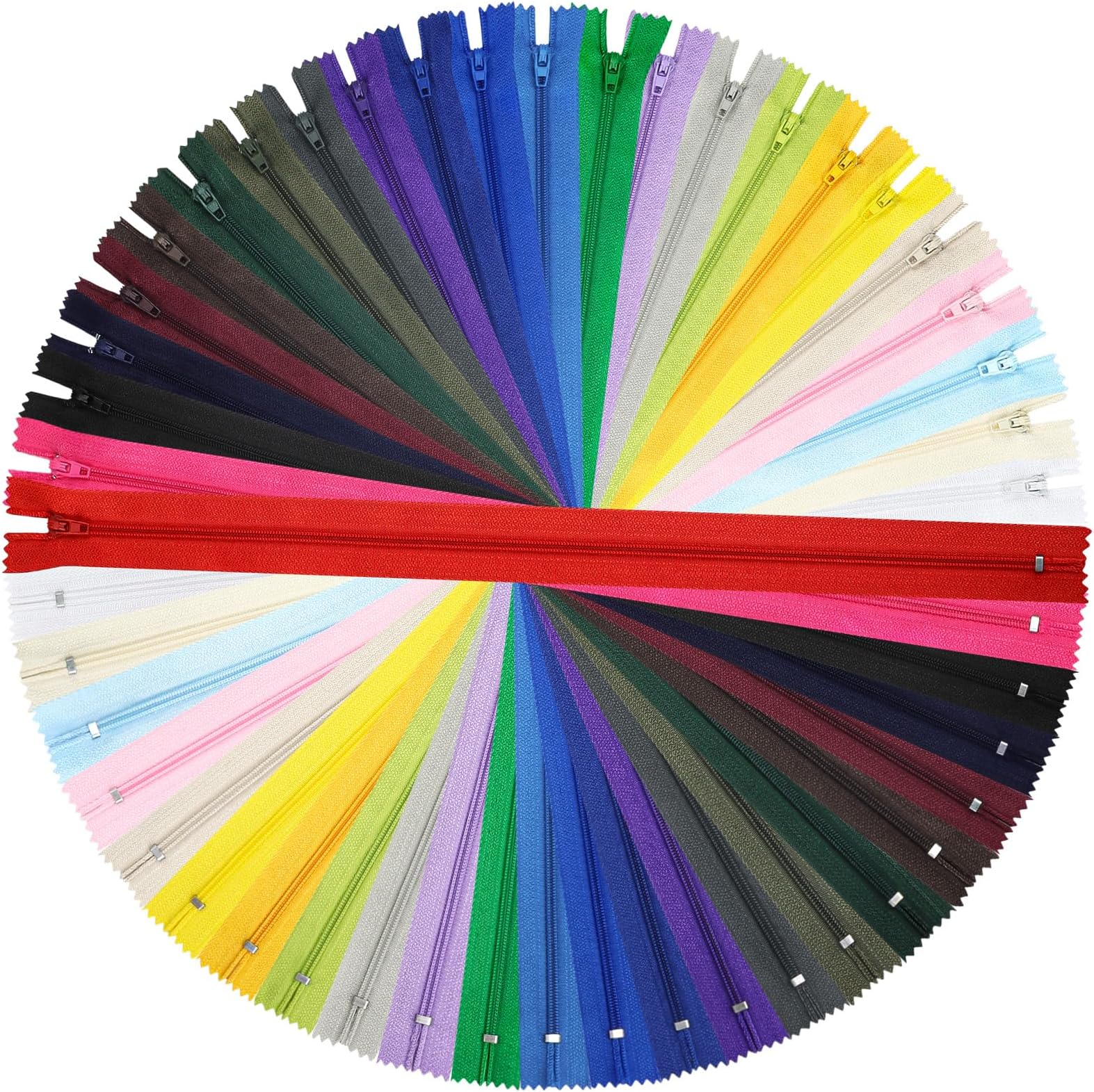 DOITEM 24pcs 18 Inch Zippers Sewing 45cm Nylon Coil Colorful Zippers Zips Zip Sewing Crafts 24 Assorted Colors (Multicoloured, 45cm)