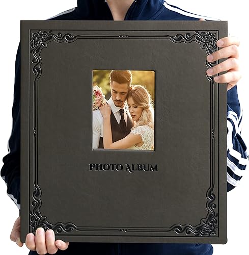 Vista 38 de Álbum de fotos puede contener fotos de 3 x 5, 4 x 6, 5 x 7, 6 x 8 y 8 x 10 pulgadas, álbumes de recortes magnéticos autoadhesivos (negro, grande)