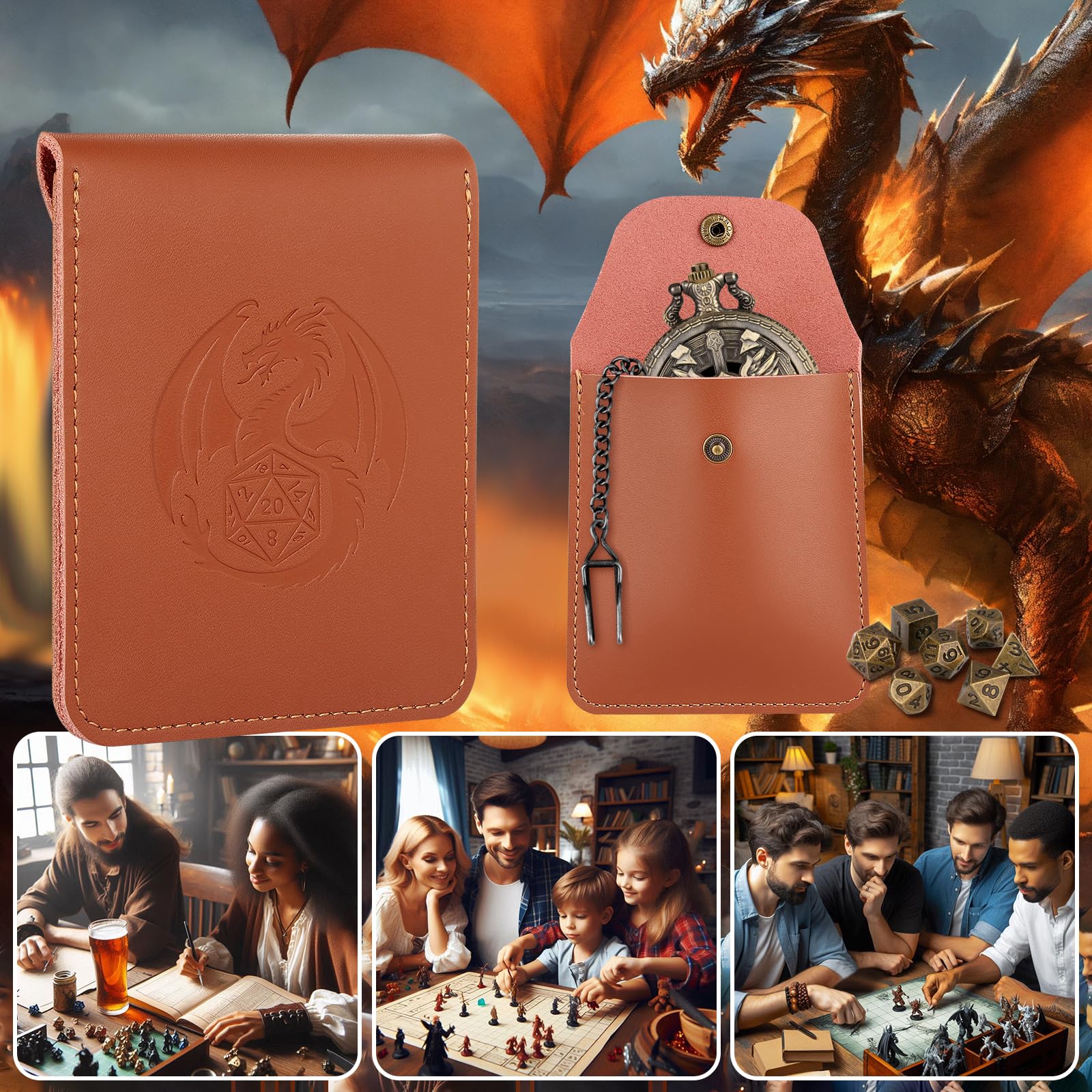 Mini set di dadi con custodia in bronzo cavaliere paladino cavaliere guerriero – Regali di D&D con borsa per dadi, set di 7 dadi in metallo poliedrico D&D, set per principianti per giochi di ruolo da