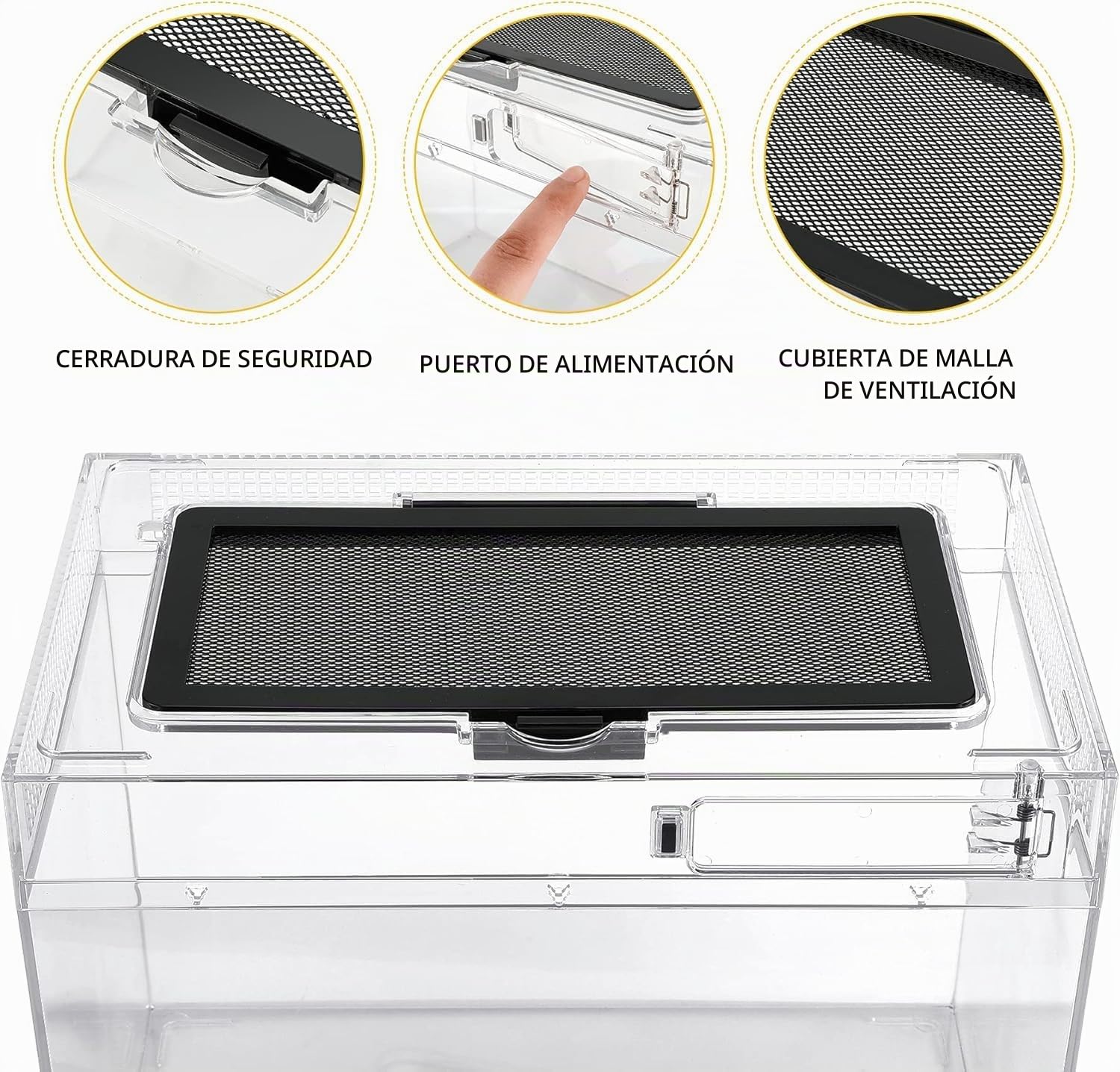 Caja de Alimentación de Insectos, Caja de alimentación para Reptiles, Estuche de Cría de Reptiles para lagartos, arañas, Ranas de Cuernos y escarabajos,Terrario para Reptil/Anfibios (12 * 7 * 9in)