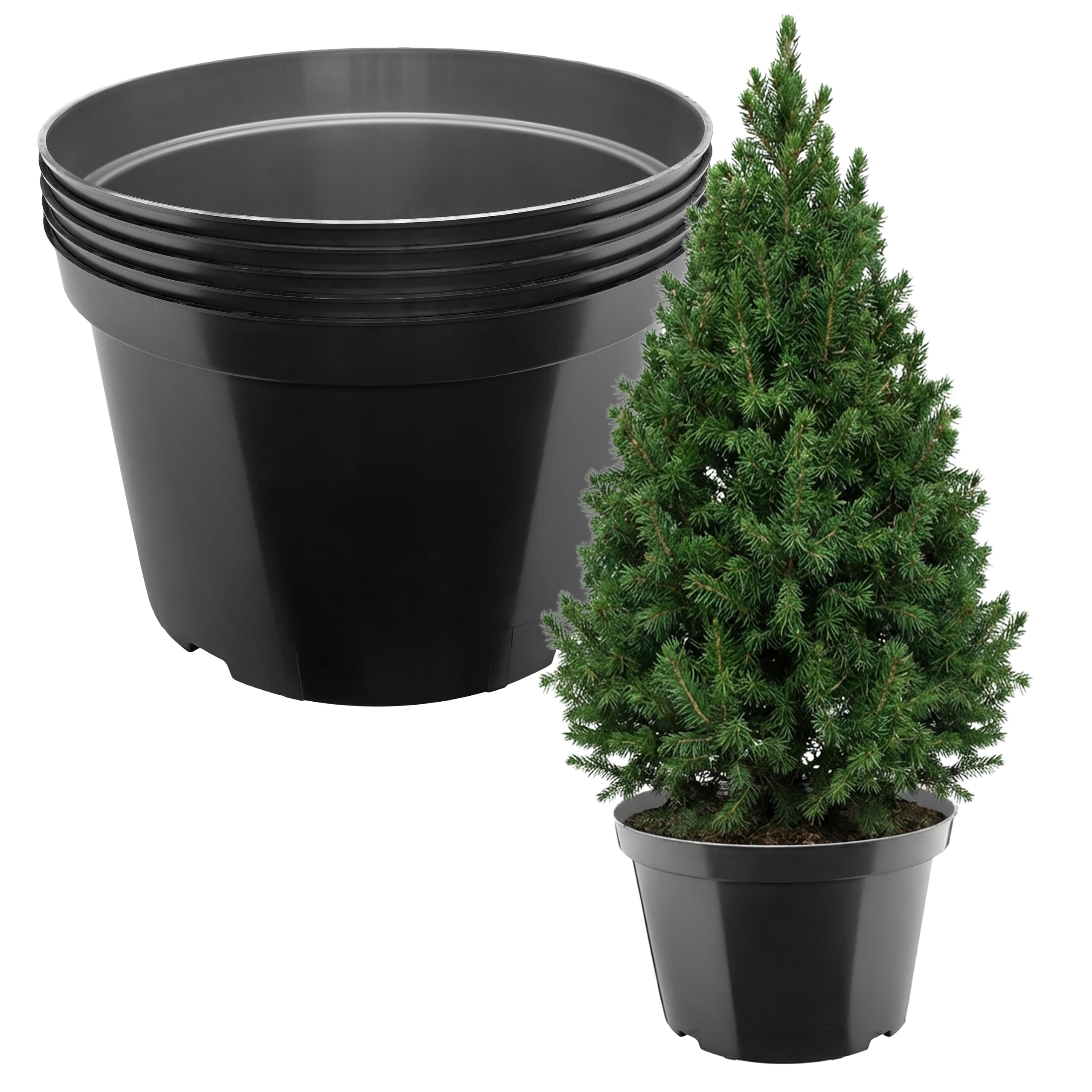 Garronda x5 Pots de Pépinière Ronds en Plastique Ø45,5 x 30 cm (35L) - Pot Semis Robuste avec Drainage Repiquage Pot de Fleur et Culture pour Serre Horticulture Jardin Intérieur Extérieur GD-0202