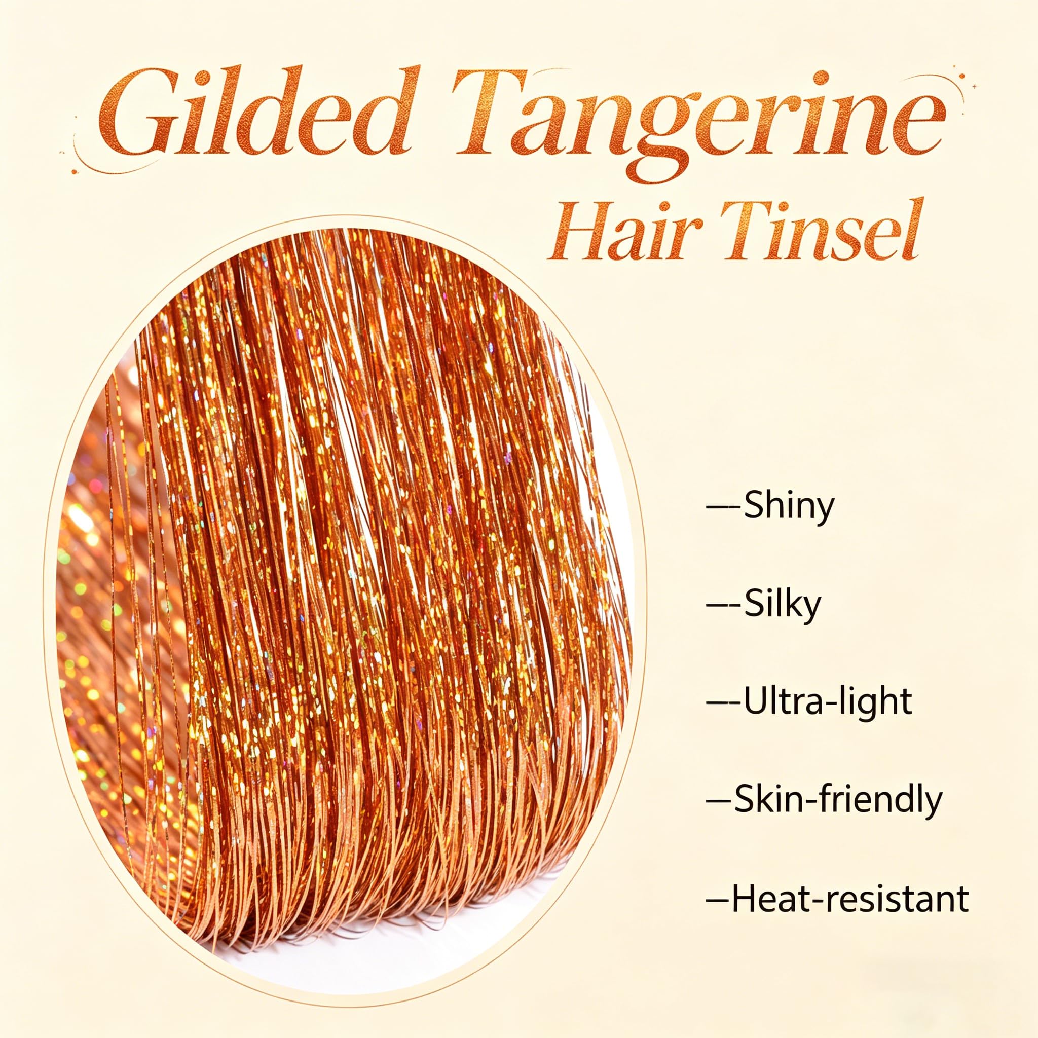 Amazon.com : Hair Tinsel Clip in,Laser Orange,Gilded Tangerine, 24