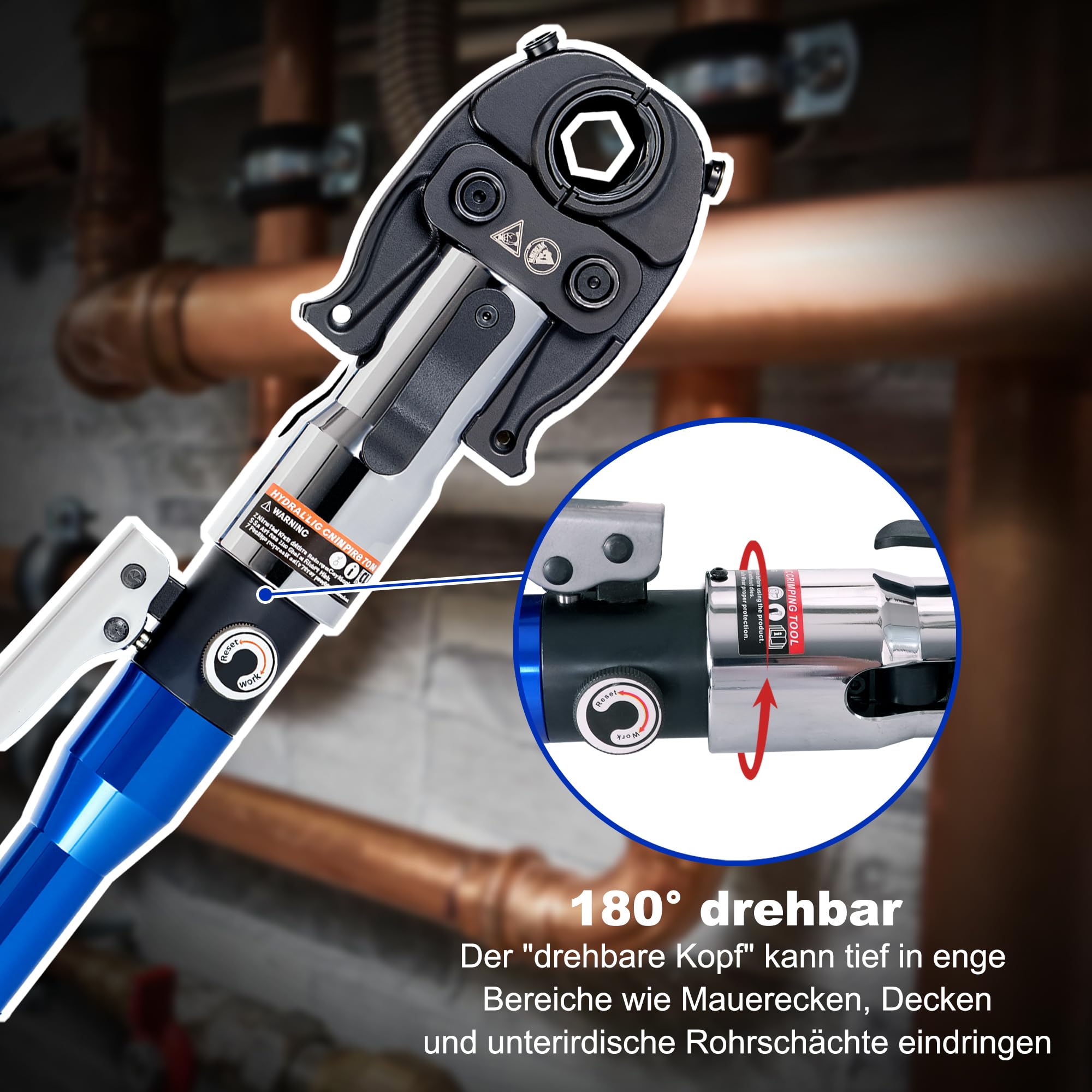 AMZCNC Professional Pipe Crimping Pliers, Blue, HT-1930, Hydraulic - Image 4