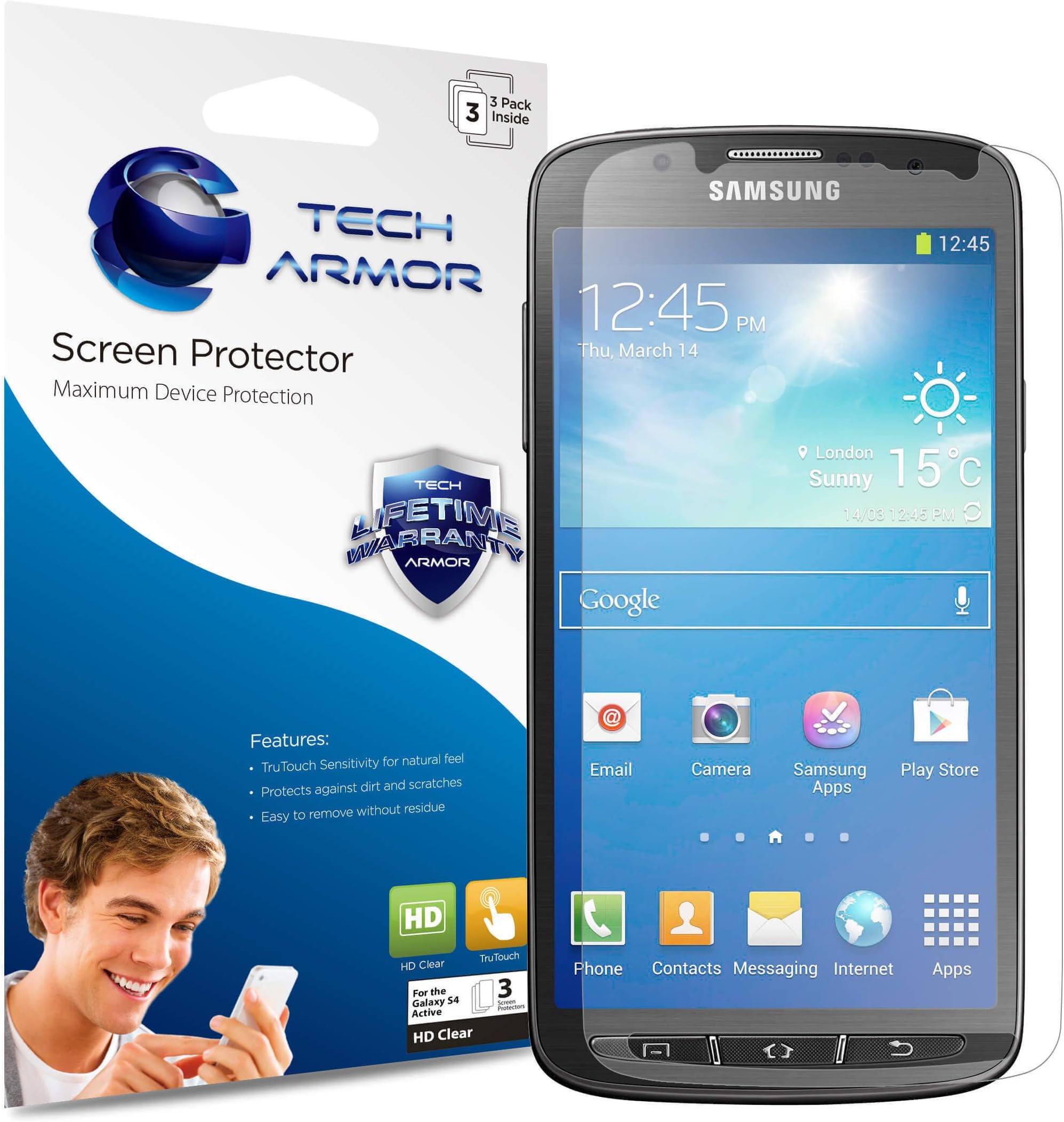 Samsung Galaxy S4 ACTIVE HD Clear Screen Protectors 3-Pack