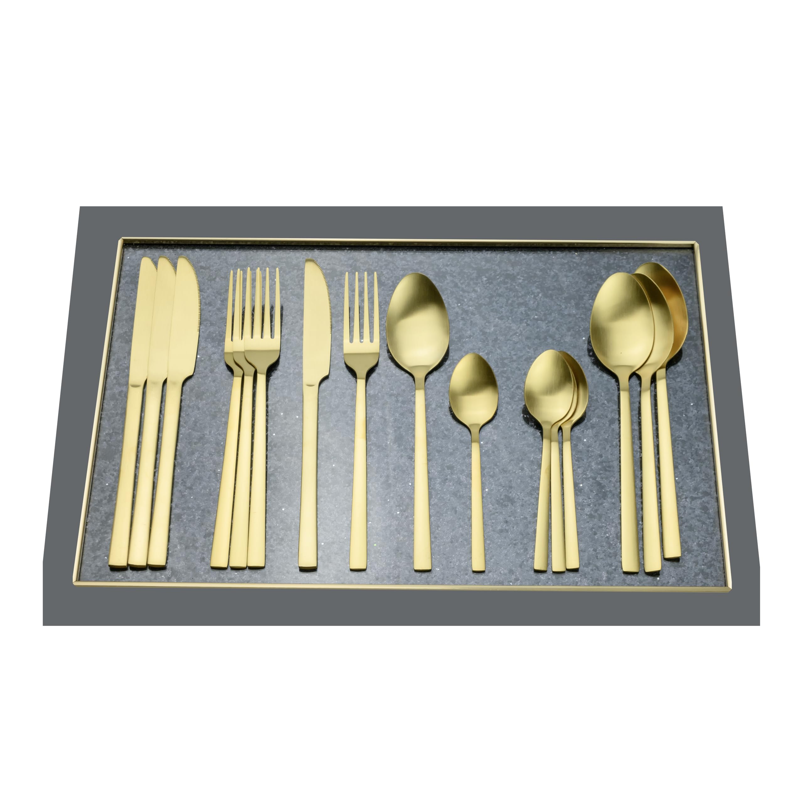 Cuisine Art Claire 16-Piece Cutlery Set - Elegant Gold Stainless Steel Flatware