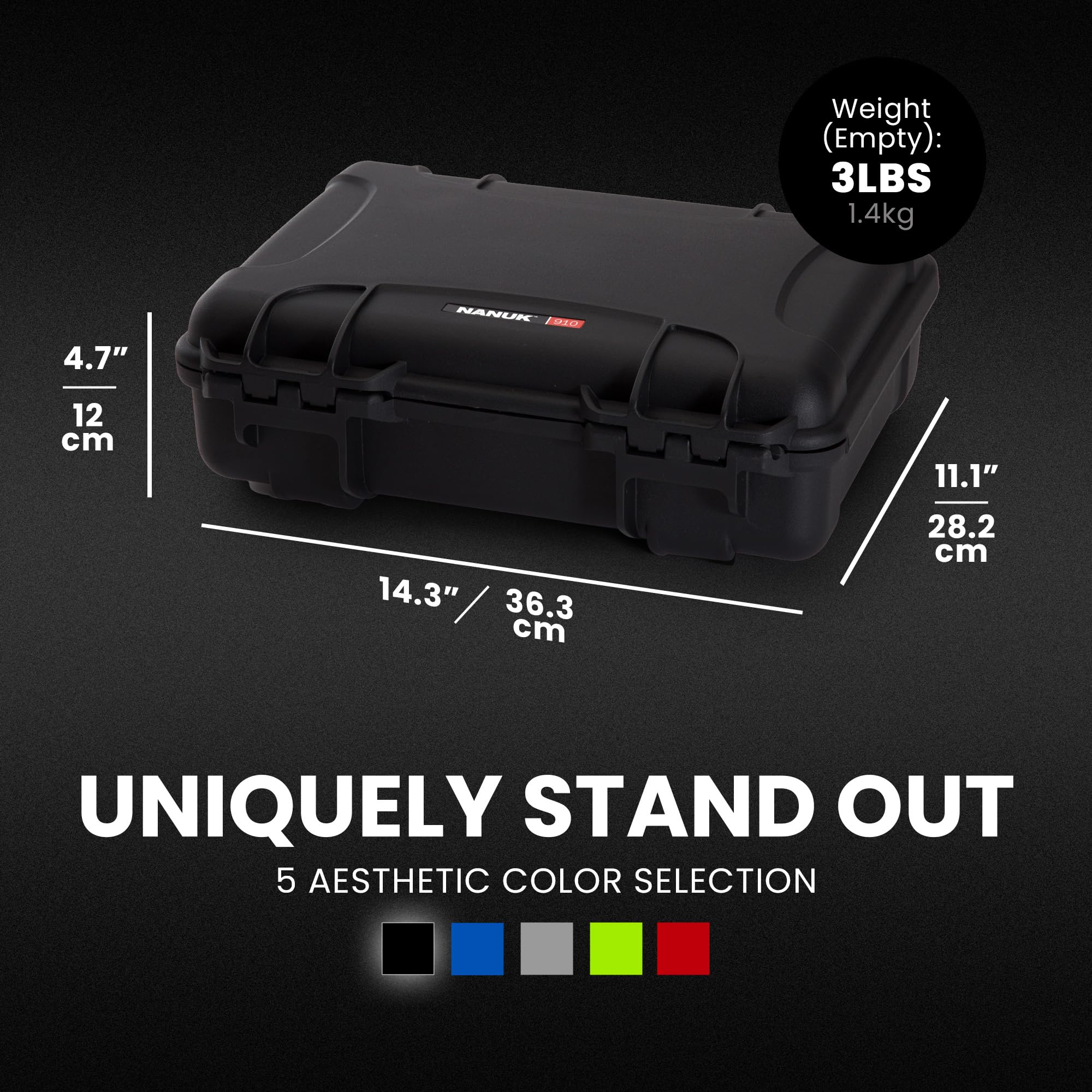 HAKU BLACK×CLEAR Amazon.com: NANUK 910 Hard Case with Customizable Cubed Foam