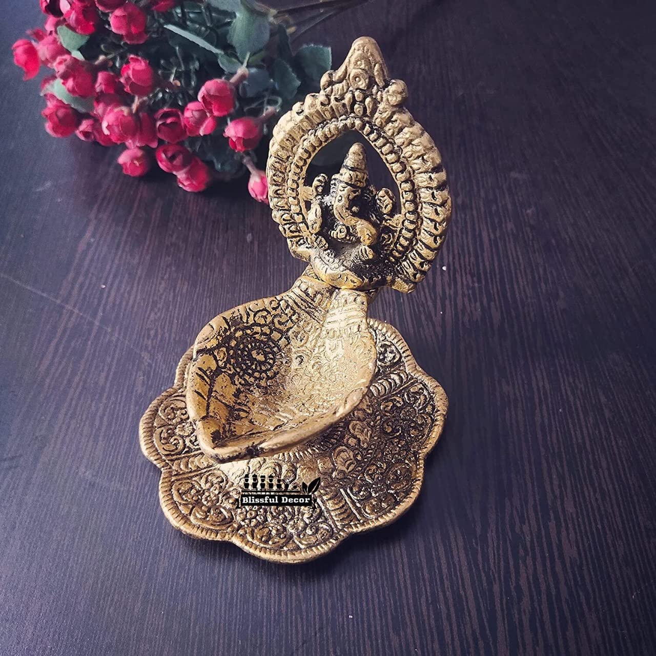 Denique Ganesha Diya Oil Lamp - Dipak for Puja Diwali Home Temple Articles Decoration Gifts(1Pieaces) 2