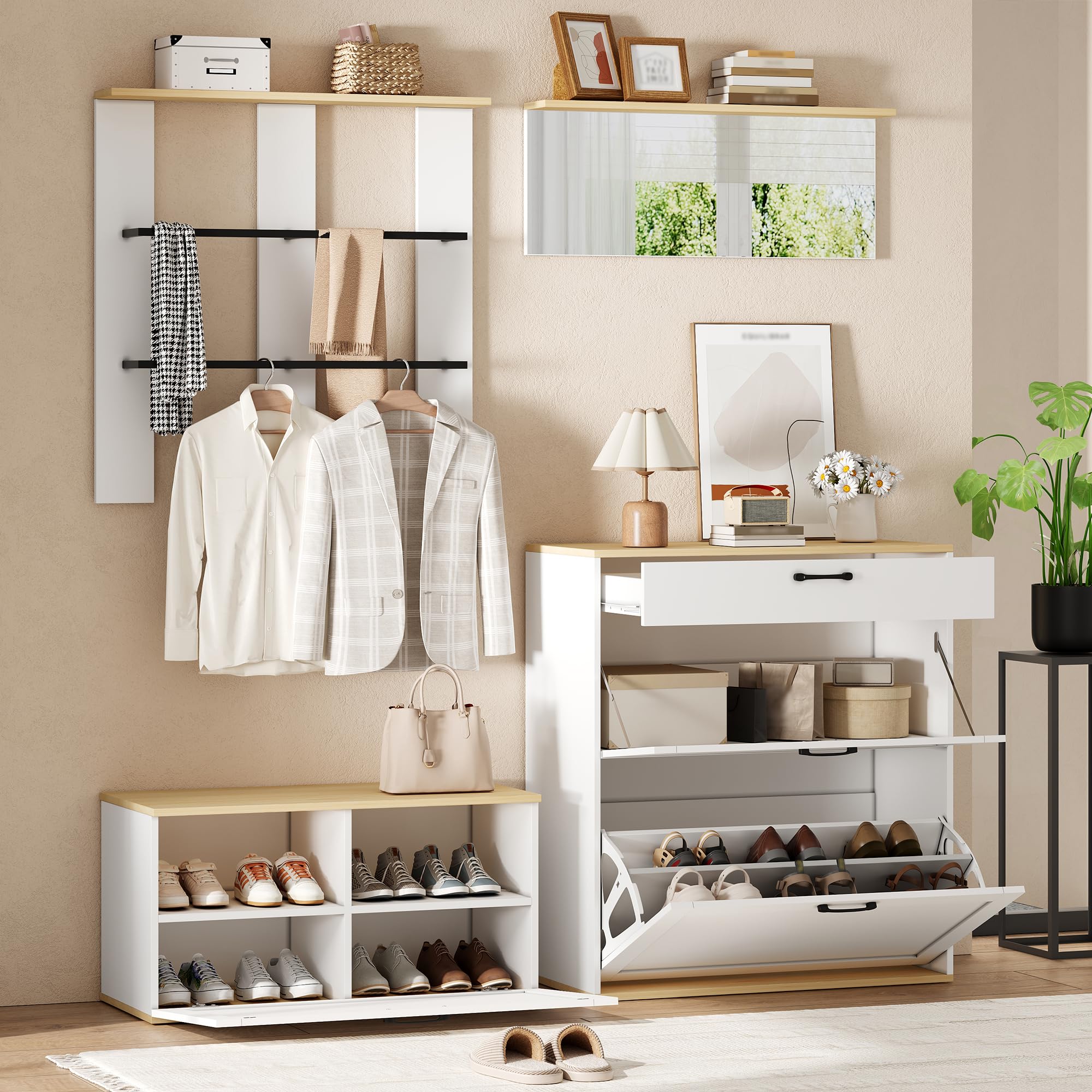 Generisch Juego de armarios compactos 156 x 36 x 176 cm, color blanco