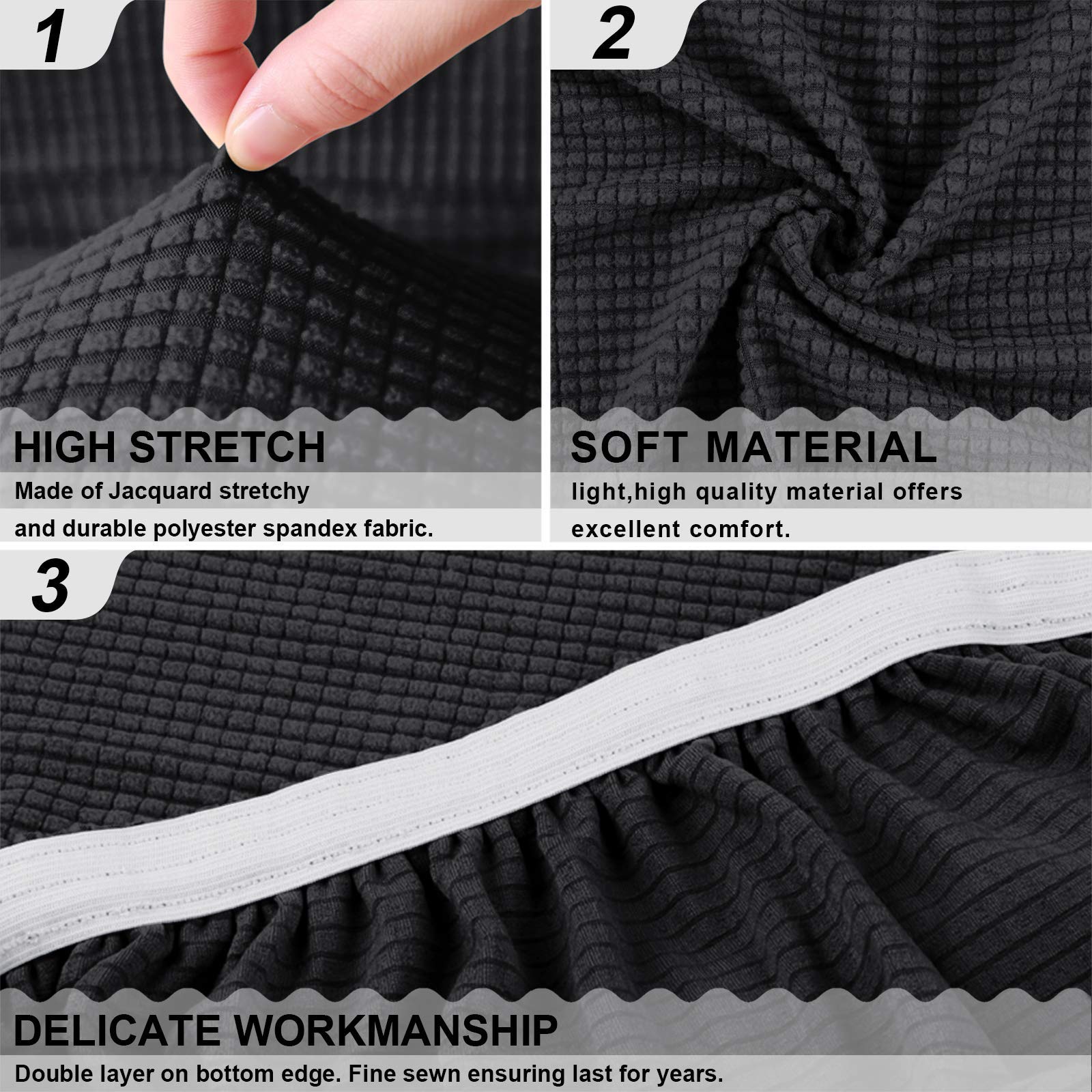 TAOCOCO Copriseduta Divano Elasticizzato Alta qualità Protezione del Cuscino Sedile del Divano Lavabile (3 Posti, Nero)