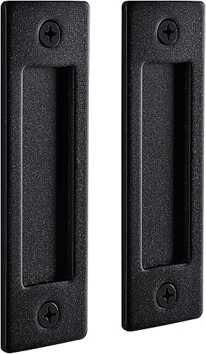 Wright Products Juego de manijas interiores para puerta de granero con accesorios de montaje, paquete de 4, negro mate