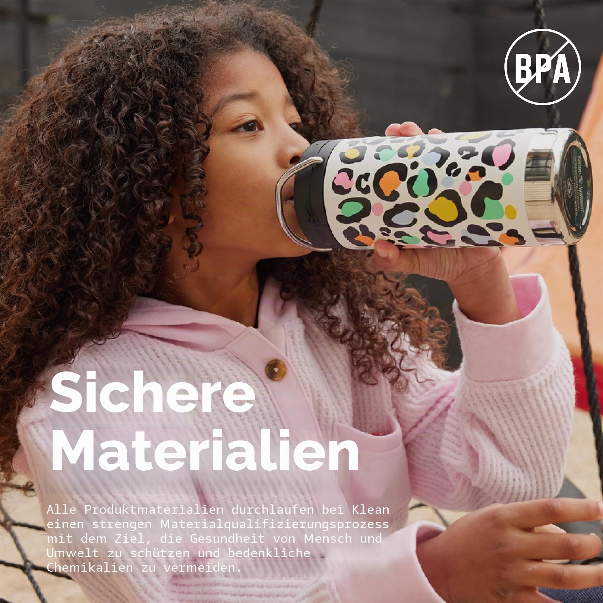 Klean Kanteen TKWide Uni 300 ml (mit Twist-Deckel), Leopardenmuster, Weiß