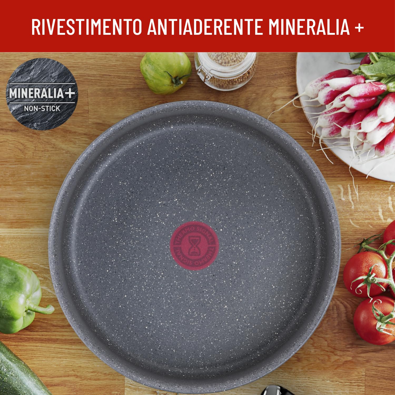 Lagostina Ingenio Mineralis Eco Set Padelle Antiaderenti in Alluminio 100% Riciclato, Adatto all’Induzione, 10 Pezzi, Casseruola 16cm, Padella 28cm, Tegame 24cm, Wok 26cm, 5 Coperchi e Manico