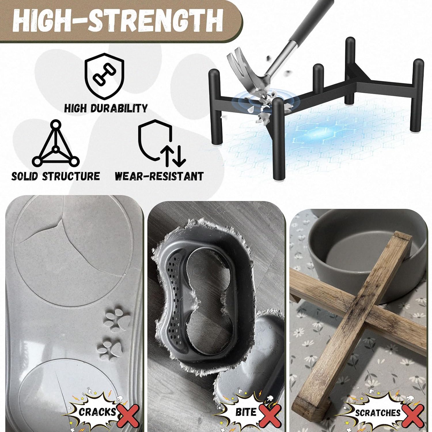 Raised Ceramic Dog Bowl Set - Elevated Double Dishes with Stainless Steel Stand - Food and Water Bowls for Small to Medium Dogs - Each Holds 2 Cups (28.75 fl oz) - White - Image 4