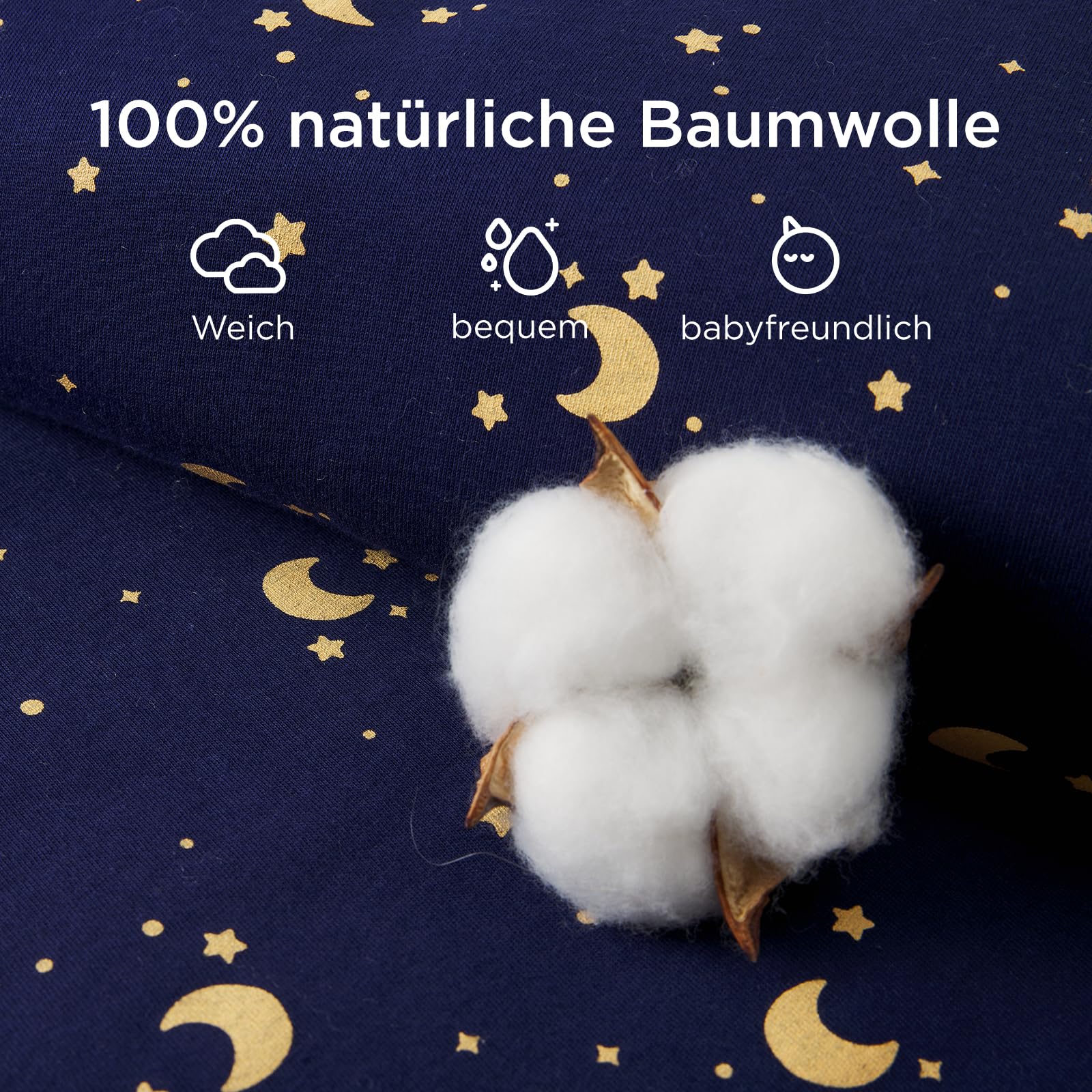 Duomiaomiao Saco de dormir de invierno para bebé con piernas de 3,5 tog, 100 % algodón, saco de dormir cálido con piernas para bebés de 2 a 3 años, luna