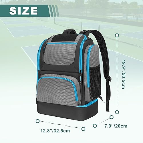 Miniatura 7 de Bolsa de pickleball para hombres y mujeres, mochila de pickleball para 4 paletas con compartimento para zapatos, bolsa de equipo de bola de