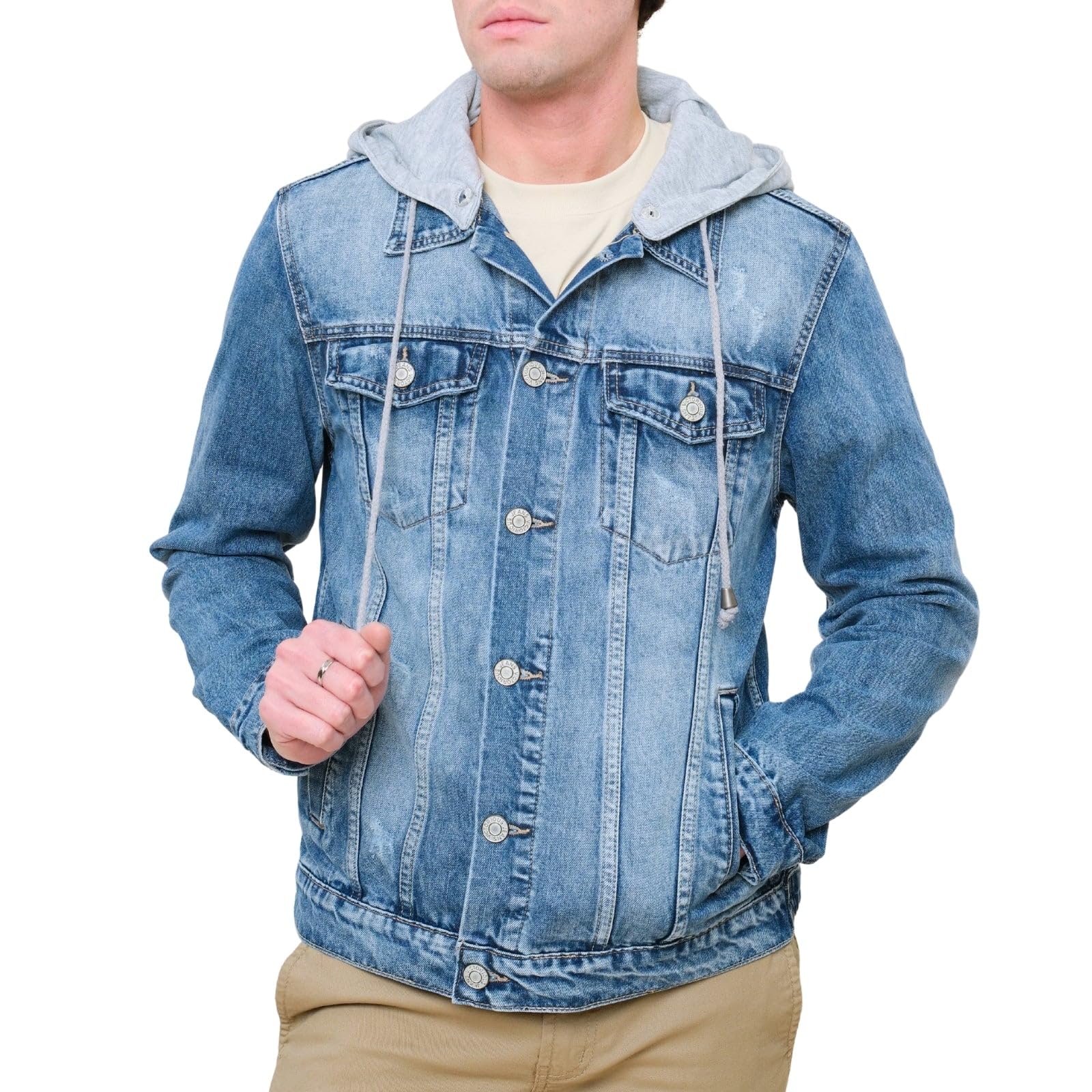 VICTORIOUS Men's Distressed Denim Jacket