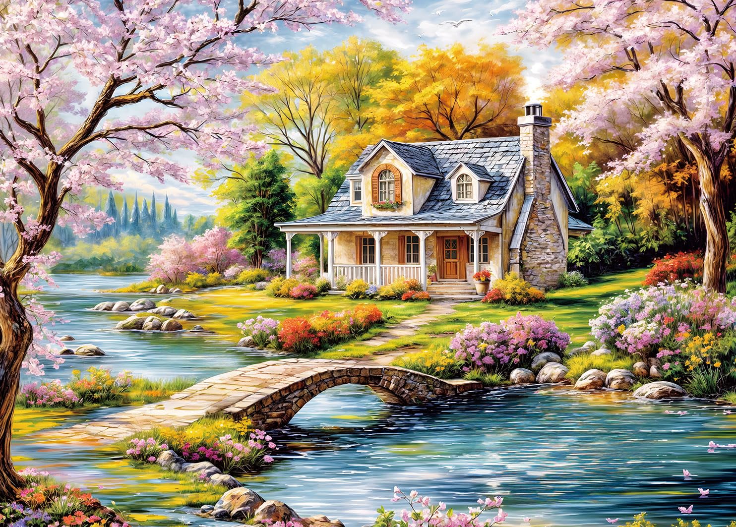 Puzzles 1000 Pieces for Adults jigsaw puzzles for adults-Beautiful Quiet Village-1000 Piece Puzzle Classic Educational Games Beautiful Decoration Puzzle