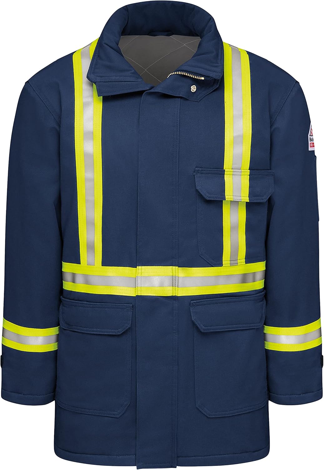 Bulwark Flame Resistant 7 oz Cotton/Nylon Excel FR ComforTouch Regular Deluxe Parka with Fully Insulated Stand-up Collar,Navy
