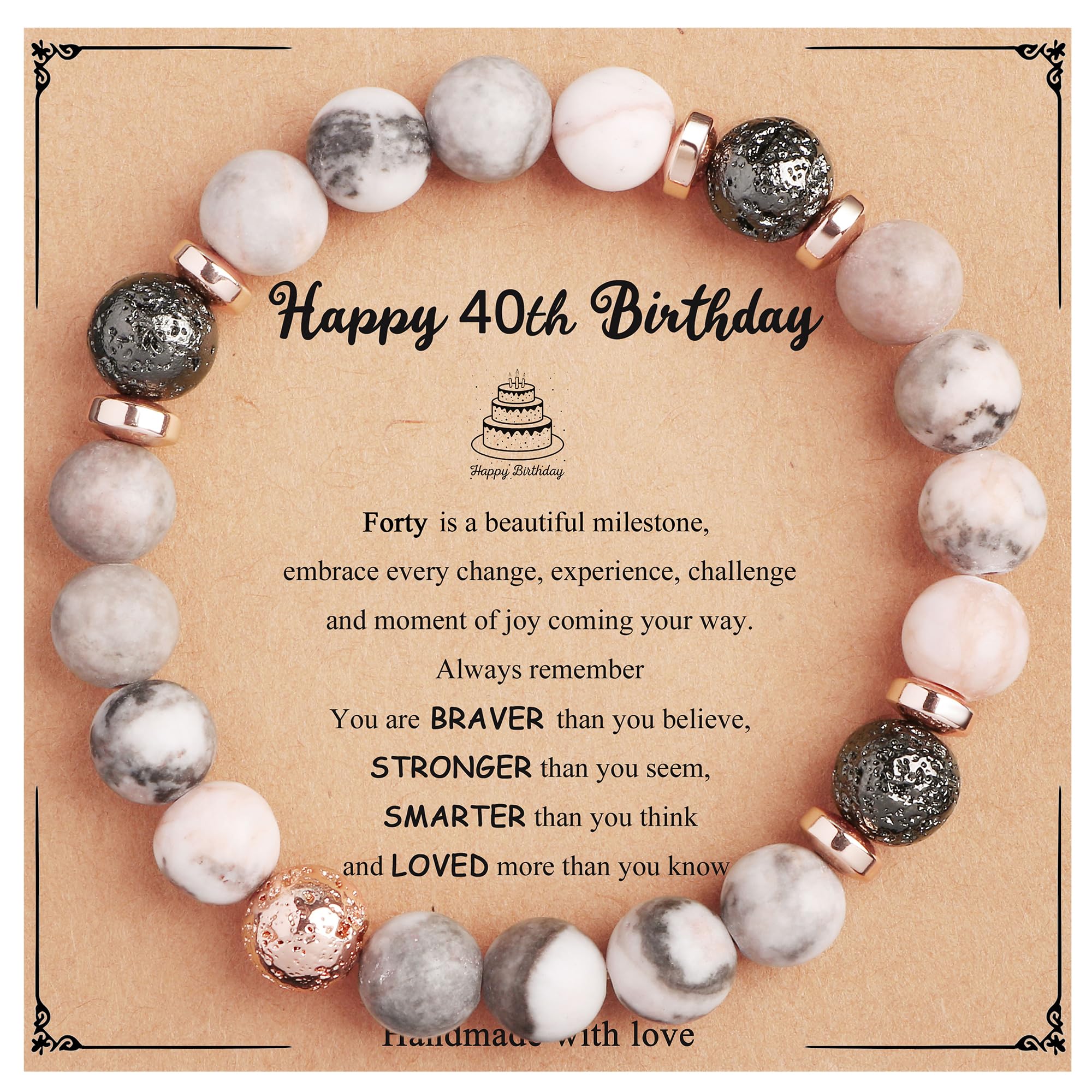 Yiyang 13th 16th 18th 21st 25th 30th 35th 40th 45th 50th 60th 65th 70th 75th 80th Birthday Gifts for Women, Natural Stone Bracelet Birthday Gifts for Women Mom Daughter Grandma Sister Coworker