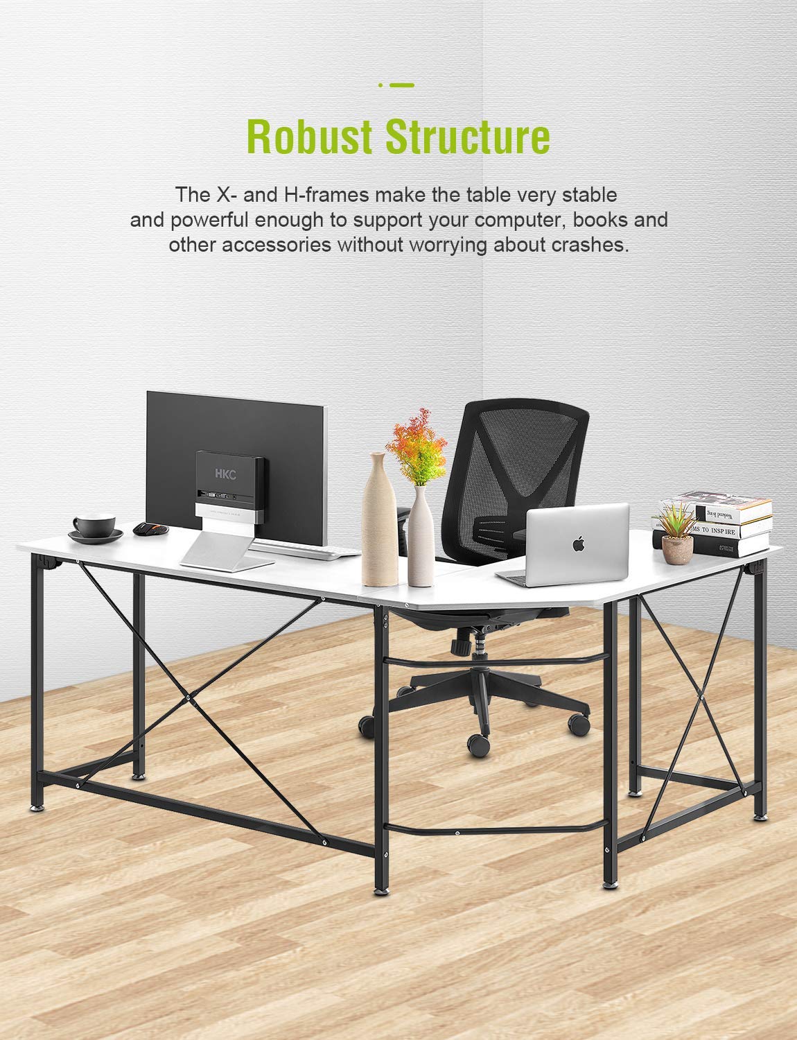 Buy AuAg 66” L Shaped Desk Modern Computer Table PC Laptop Study