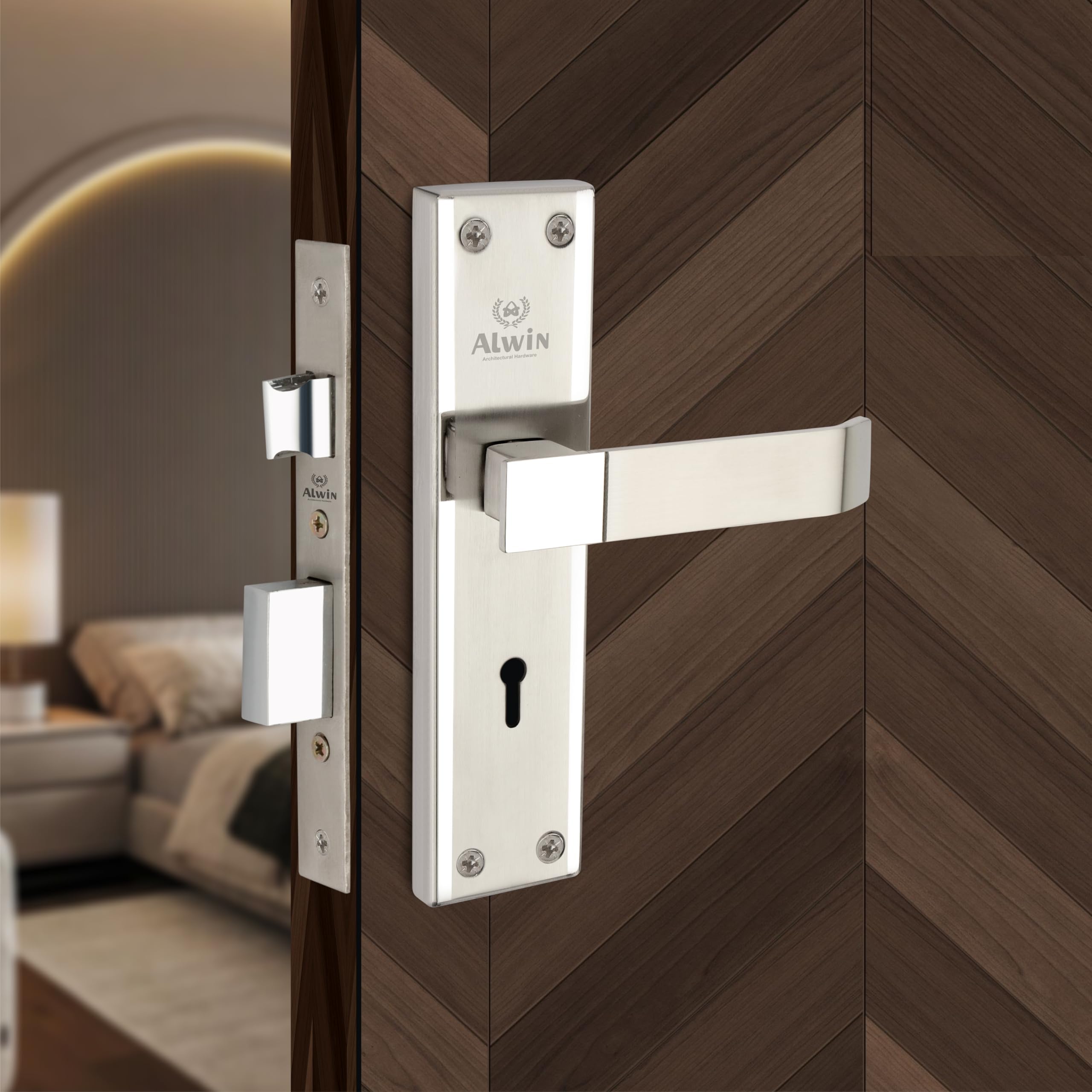 Alwin® Stainless Steel, 16CPN25 KY 2T, Mortise Lockset, 6Lever, 2Turn Locking Mechanism Suitable for Left & Right Handed Doors in Main Door, Living Room, Bedroom, Offices Hotels etc (2 Tone, Key Lock)-image-47