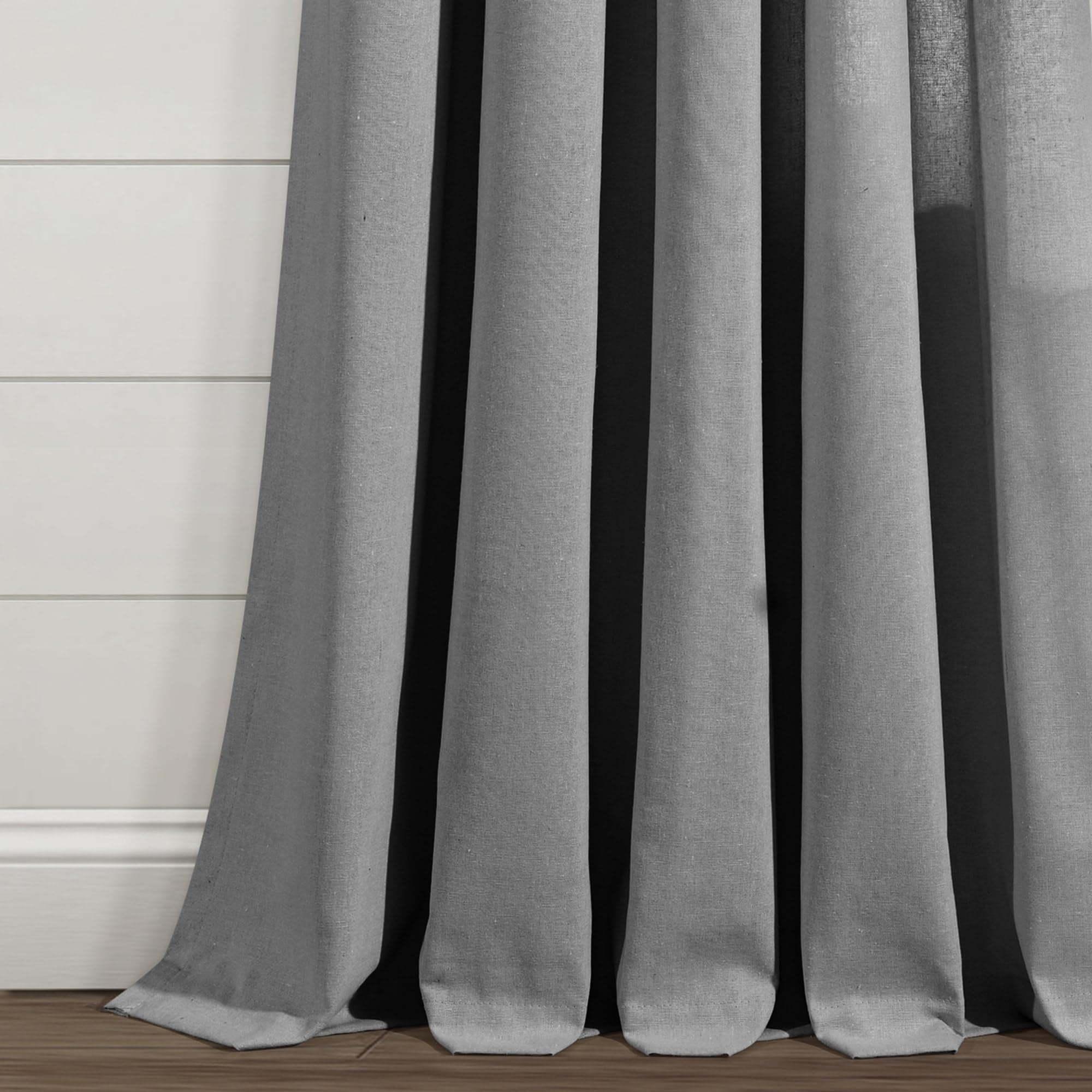 Lush Decor Boho Pom Pom Tassel Linen Window Curtain Panel (Single Panel), 95" L x 52" W, Dark Gray, W 52" x L 95" (1 Panels) - Image 4