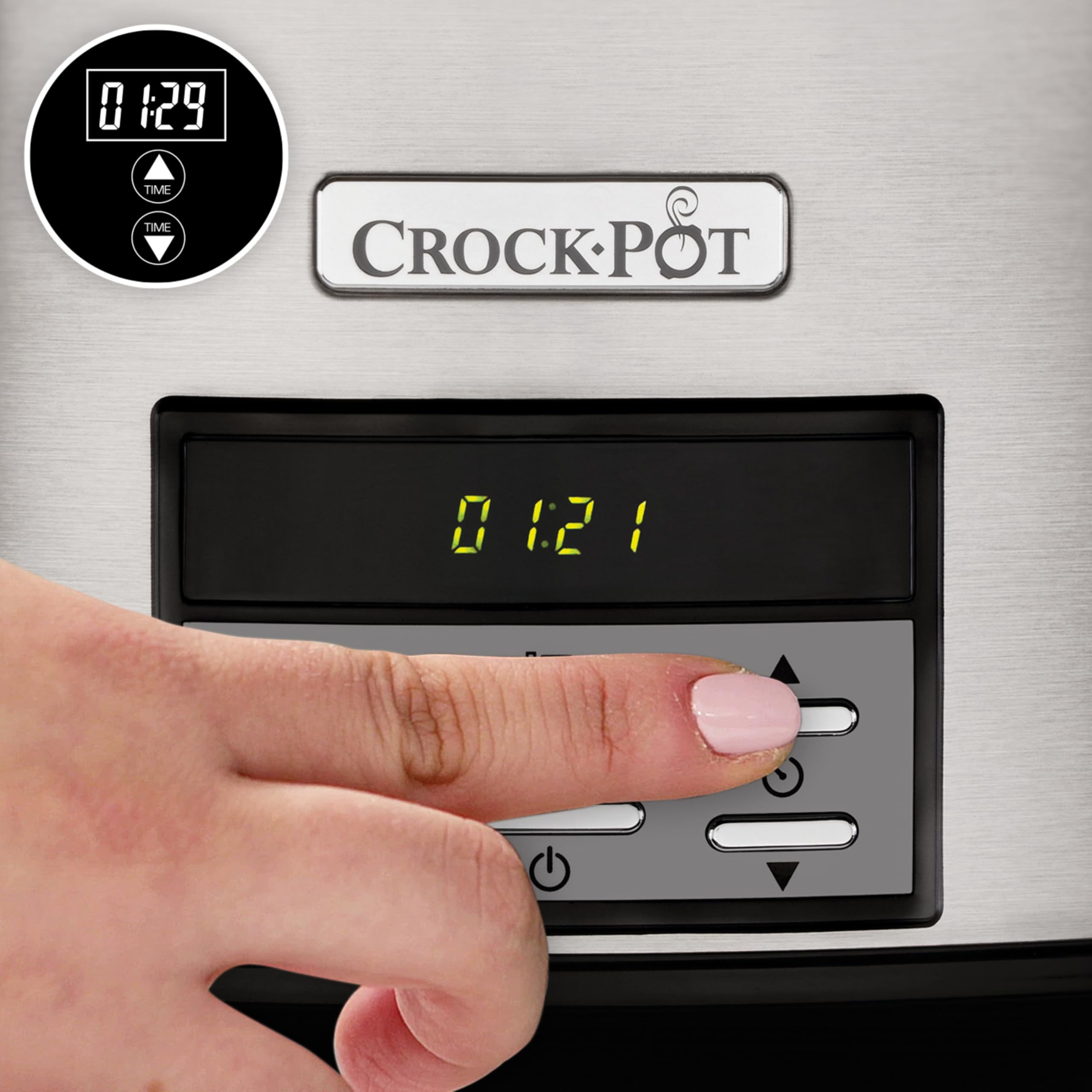 Crockpot Mijoteuse numérique | 7,5 l (10+ personnes) | avec cocotte compatible four | Compatible lave-vaisselle | Acier inoxydable [CSC063X]