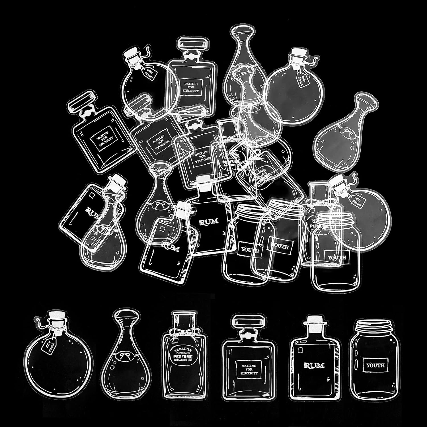 KINBOM 60pcs Transparent Dried Flower Bookmark, Clear