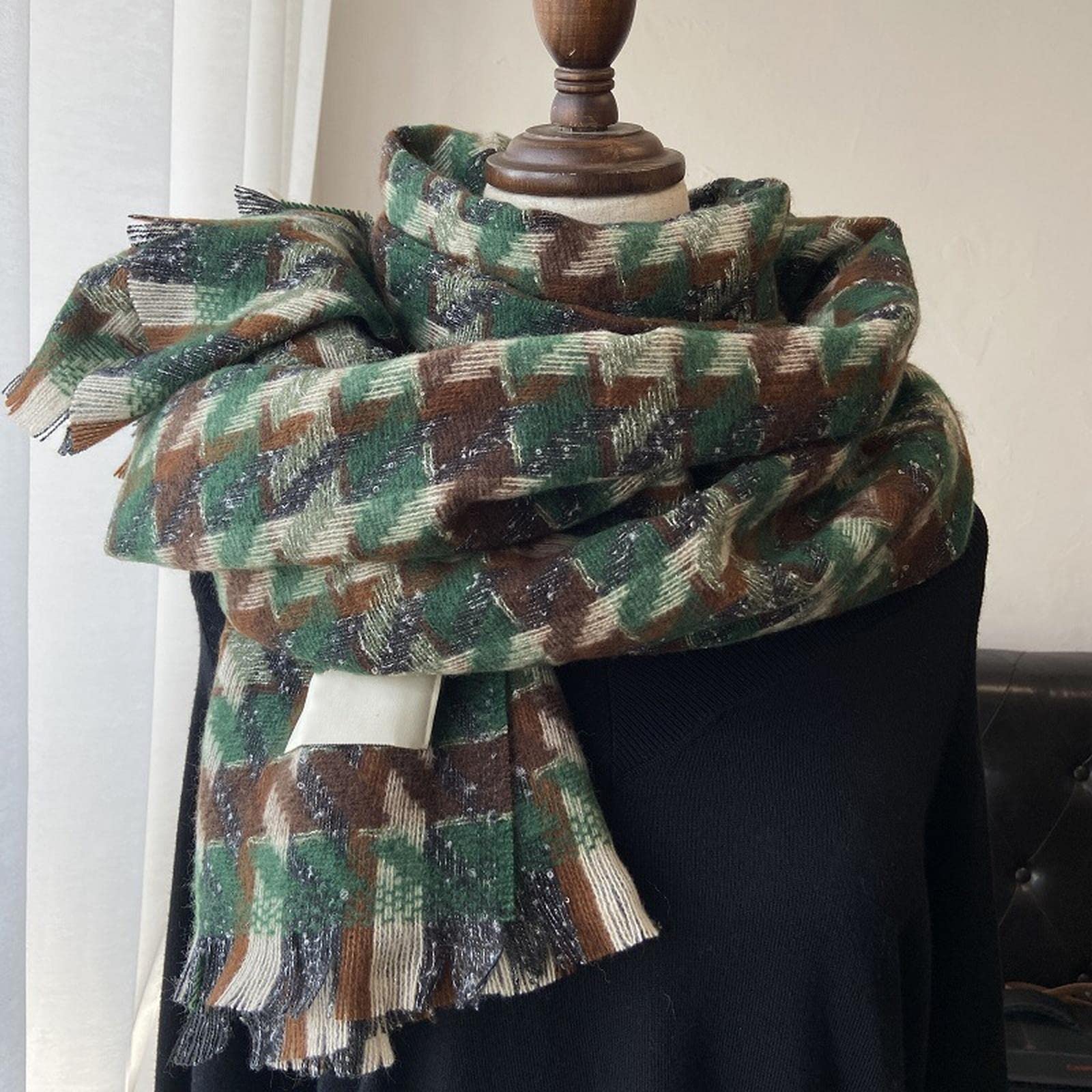 MOGSA Bufandas Mujer Bufanda Otoño e Invierno Chal Doble Uso Cálido Bufanda Caqui, Talla Única