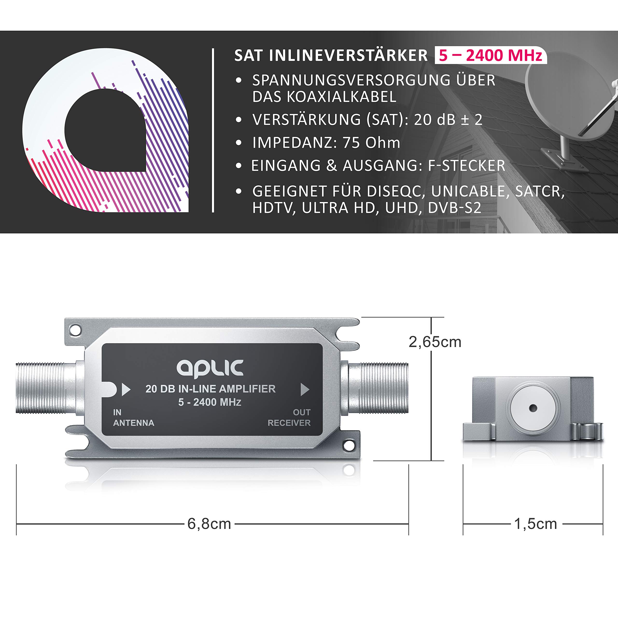 Antennenverstärker DVB-C DVB-T DVB-T2 2x 20dB Mit Pegelsteller I - Foto 5