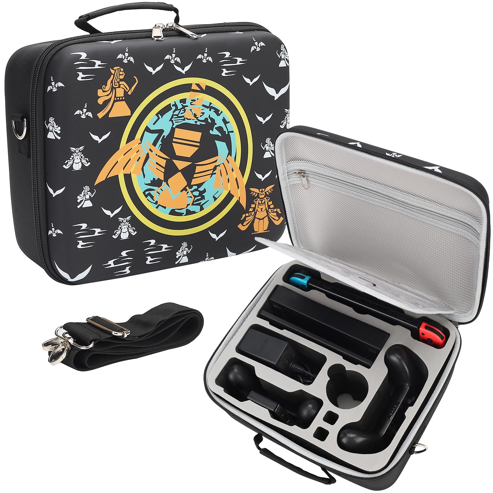 Photo 1 of Zelda Large Carrying Storage Case for Nintendo Switch/OLED Model - Tears of the Kingdom Edition - Hard Travel Messenger Bag for, Pro Controller,21 Games Cards,AC Adapter & Accessories Black