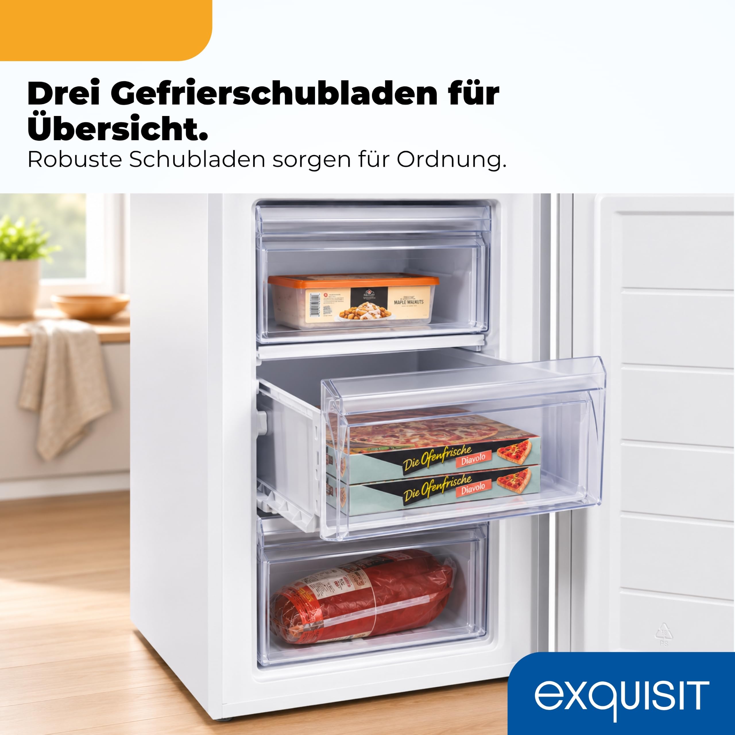 Exquisit Gefrierschrank GS581-040Cweiss 87 L 85,5 cm Höhe Energieklasse C 40 dB 4-Sterne-Gefrieren Weiß