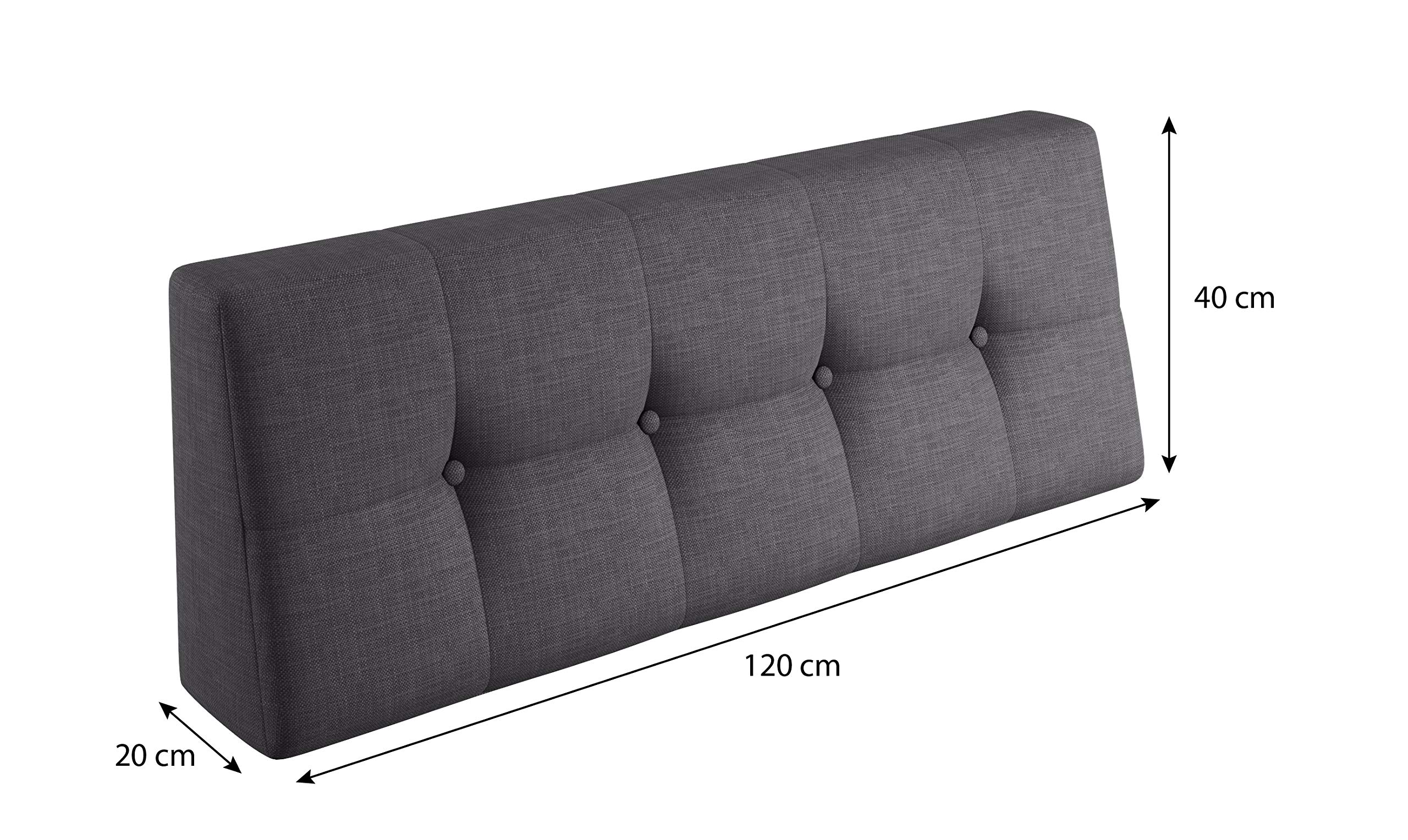 Sunnypillow Cuscino-schienale 120 x 40 x 20 cm - Cuscini per divano in pallet per casa e giardino - Cuscino trapuntato per pallet - Spalliera per Bancali, Interno - Esterno, schiuma fredda - antracite