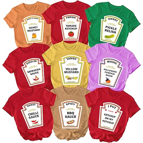 Ketchup Mustard Relish Halloween Costumes for Family, Halloween Sauce Shirt, Mustard and Ketchup Costume Adult