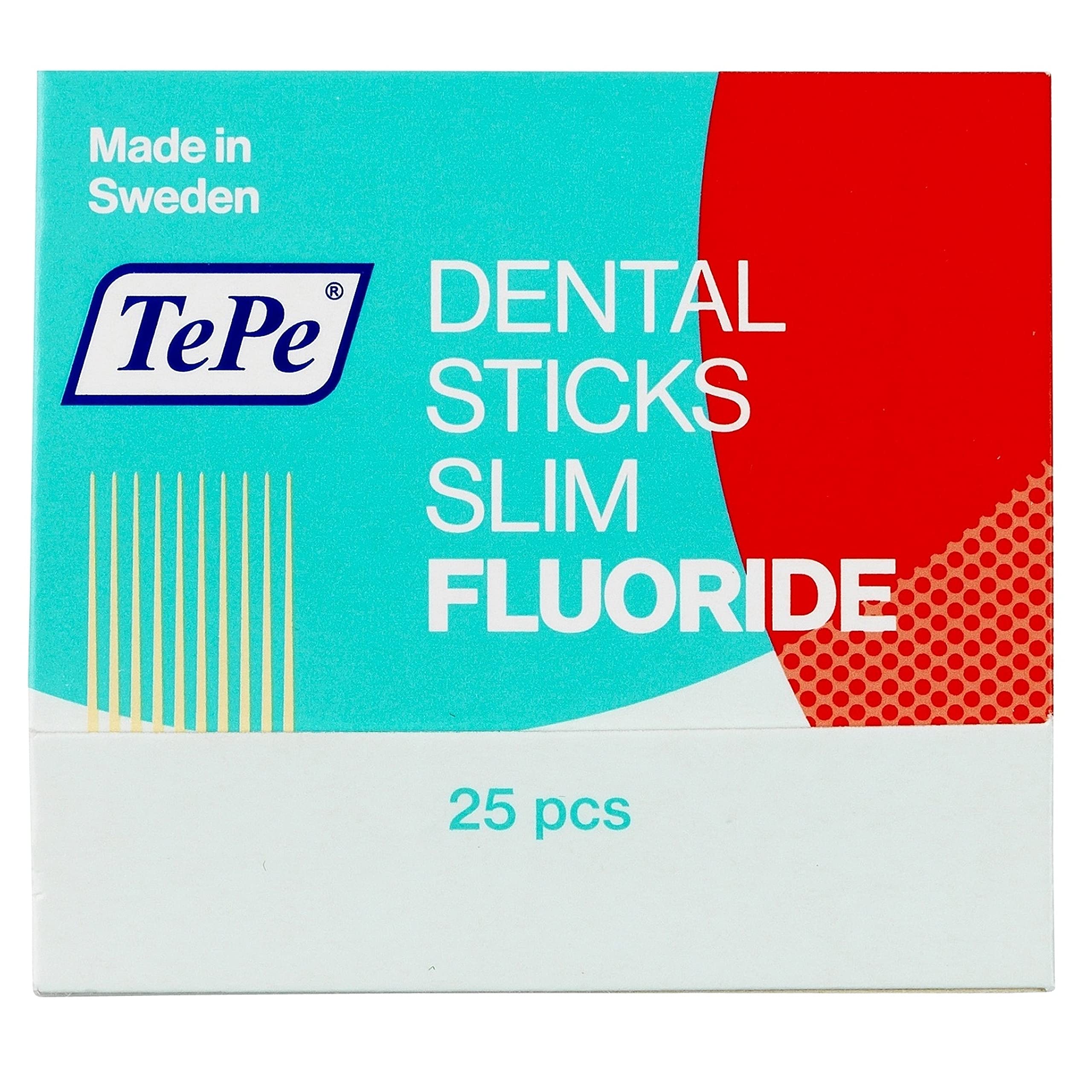 TePe Dental Wood Stick - Slim with Fluoride - 1 Pack of 25 Sticks