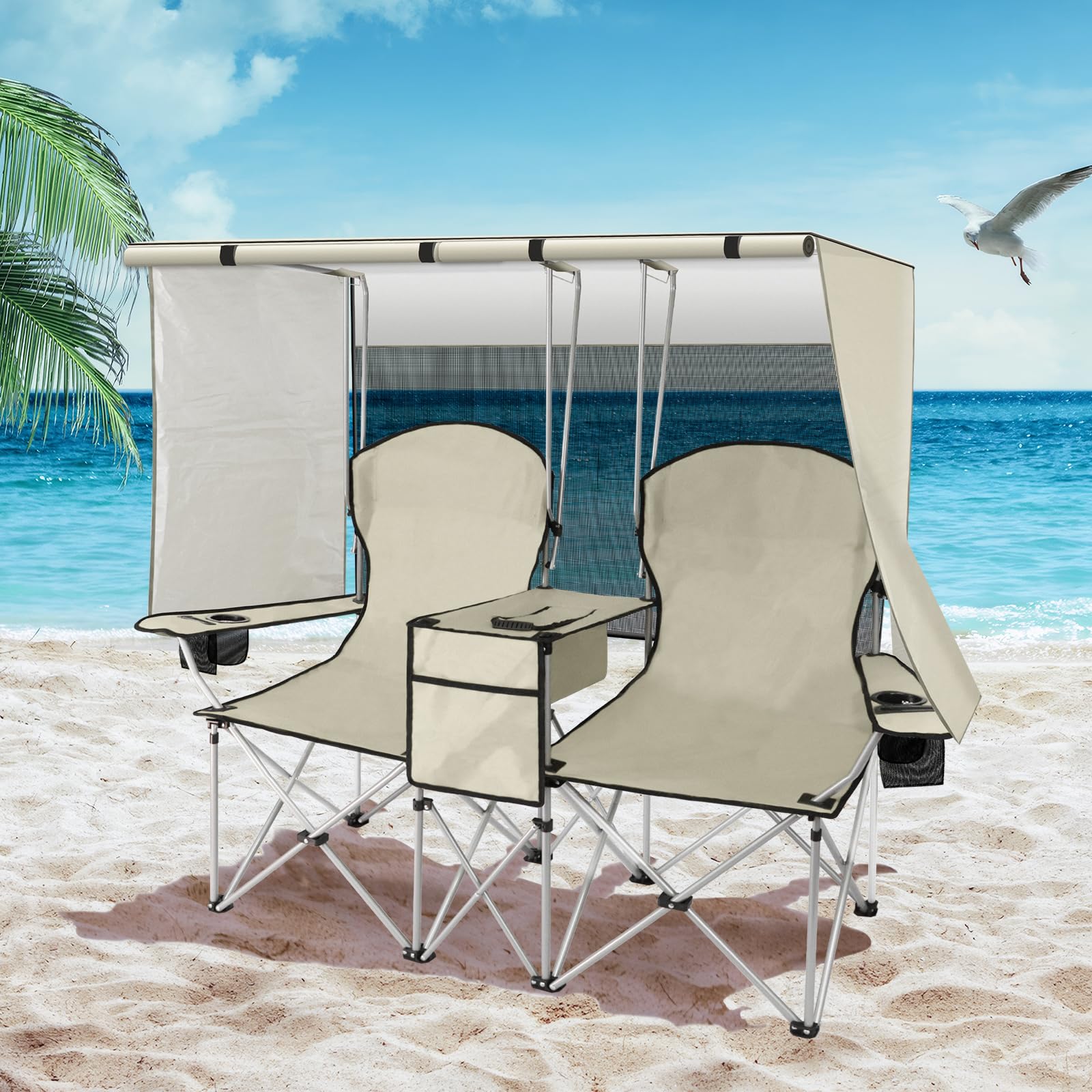 Amazon.com : BESTHLS Double Canopy Camping Chair with Shade