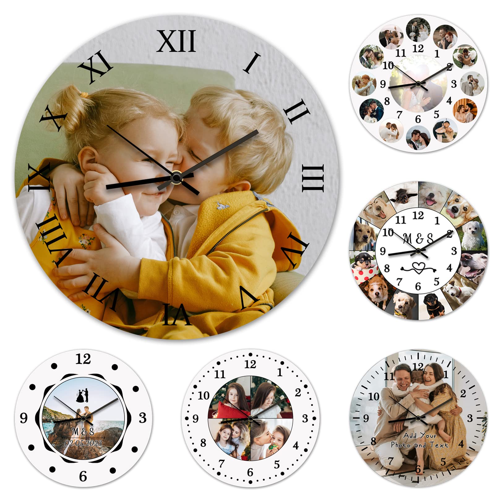 D Personalize Photo Clock, Custom Roun Photo Wall Clock, Custom Photo An Text Personalize Wall Clock - Battery Operate Silent Non Ticking Clock Ecor For Kitchen, Living Room, Bathroom, Office