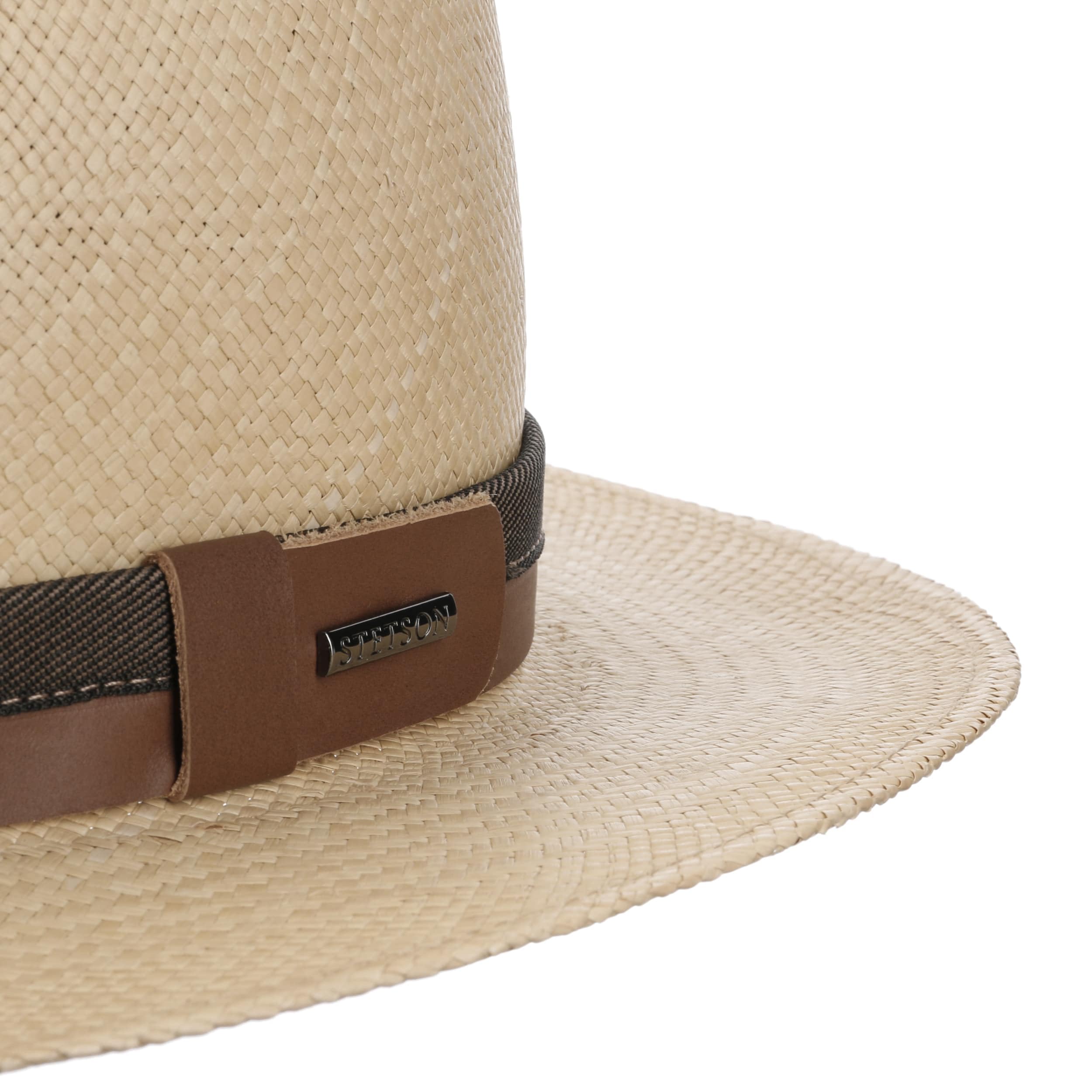 Stetson Chapeau Panama Vermaron Traveller Homme - Made in Ecuador de Soleil D'Ete en Paille avec Bandeau Cuir, Cuir Printemps-ete Ete