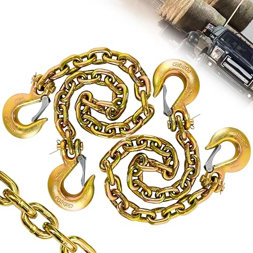 SENKEYFE Cadena de seguridad para remolque de 38 pulgadas, cadena de remolque G80 con ganchos de seguridad de horquilla G70, carga de trabajo de